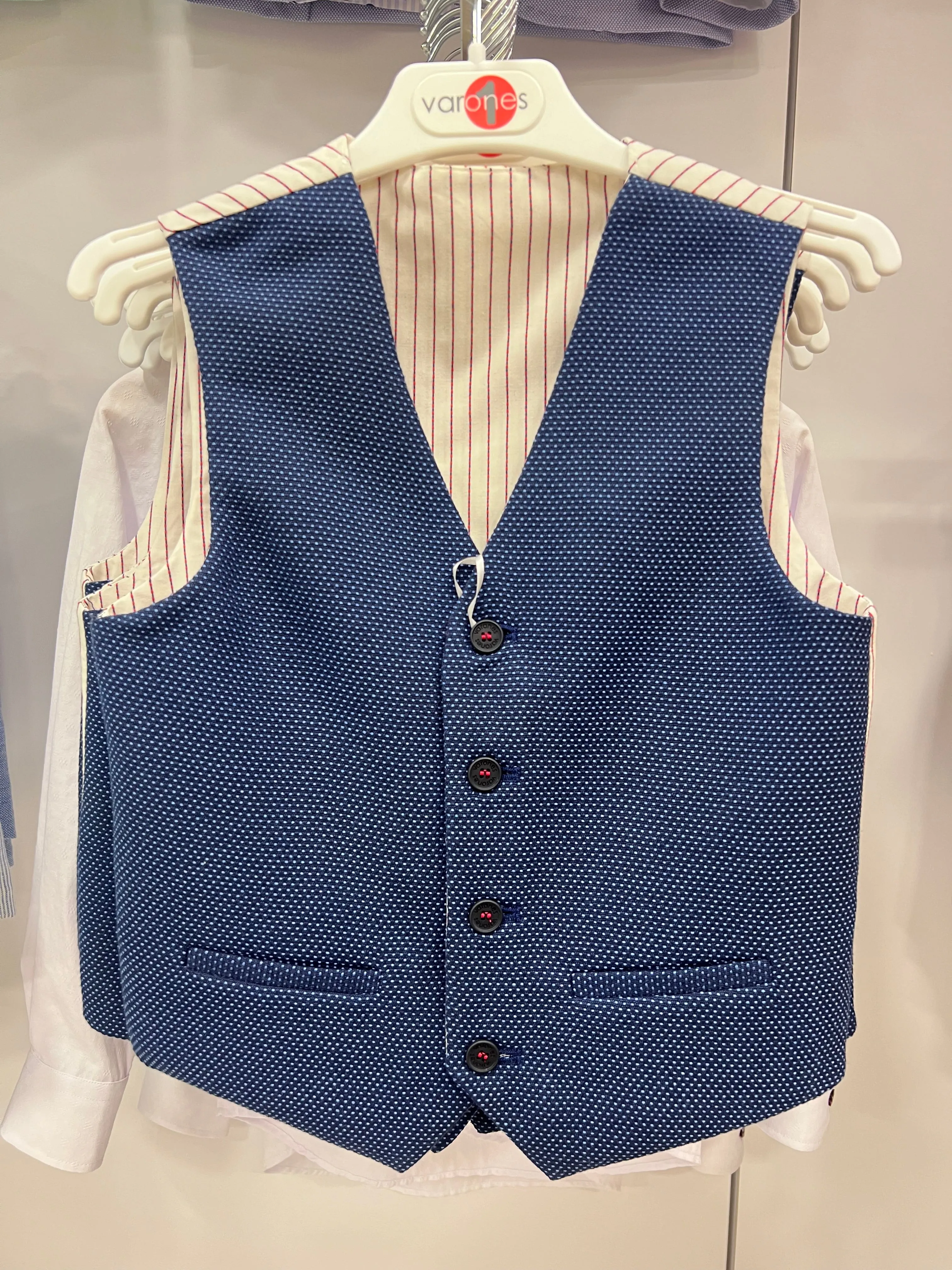 One Varones Boys Navy & Blue Speckled Waistcoat