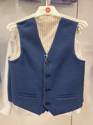 One Varones Boys Navy & Blue Speckled Waistcoat