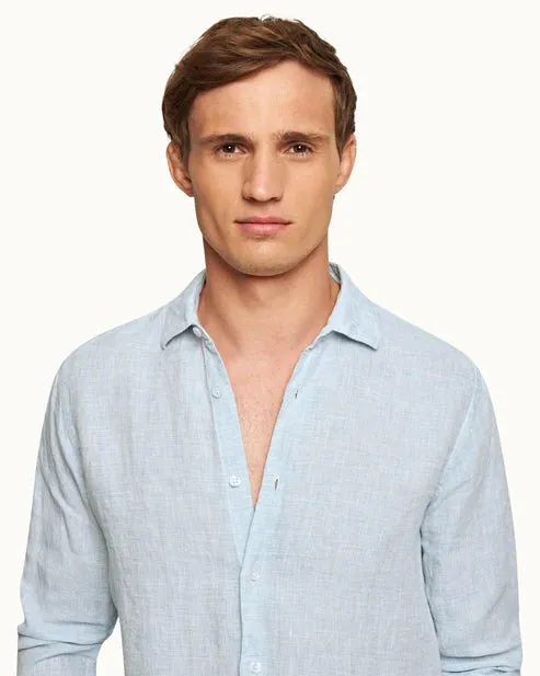 Orlebar Brown Giles Linen Shirt - Pale Blue/White