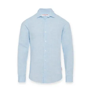 Orlebar Brown - Giles Linen TF Shirt in Pale Blue/White