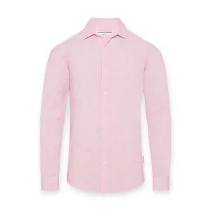 Orlebar Brown - Giles Linen TF Shirt in Pale Pink/White