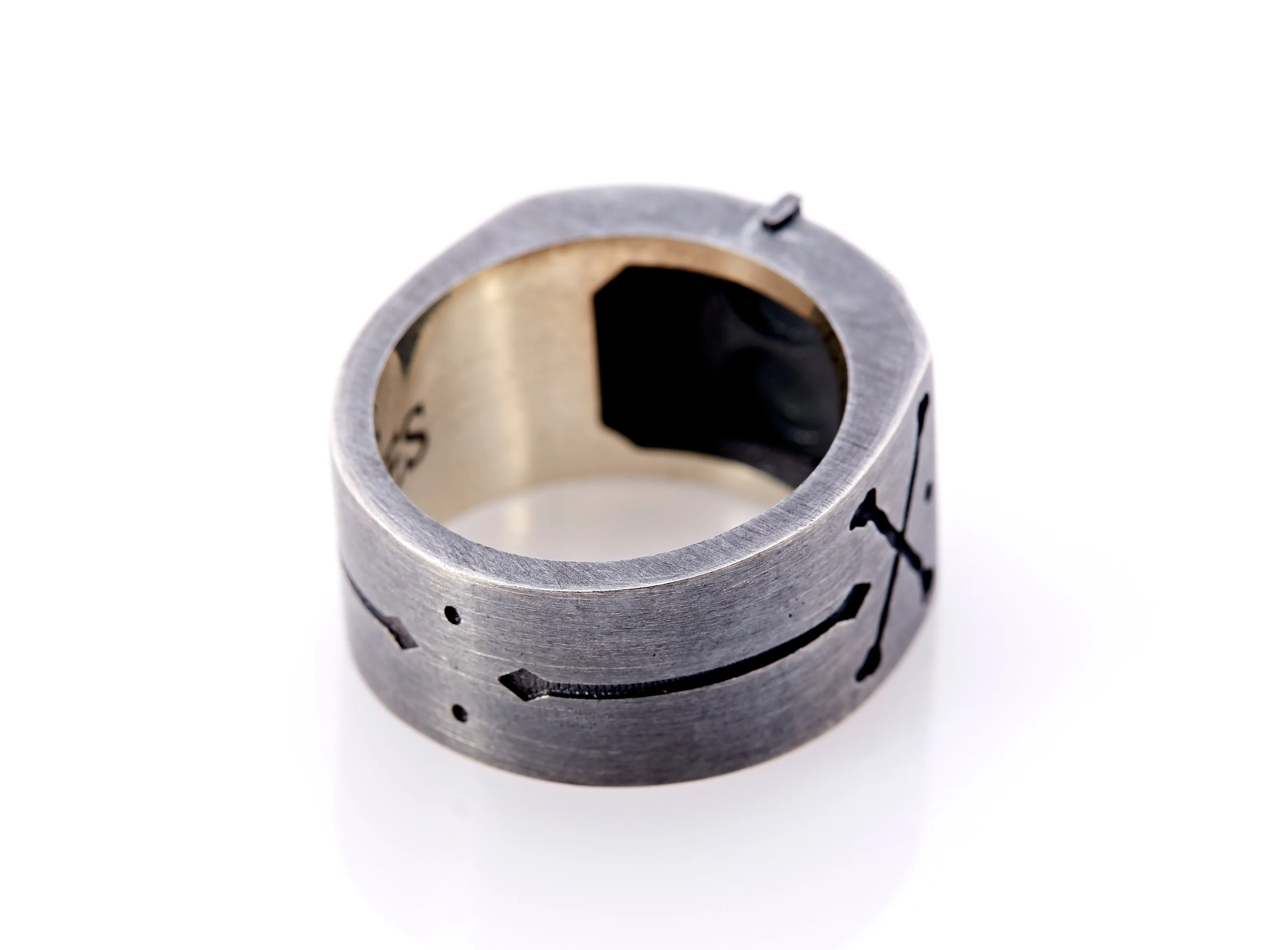 Oxidised Sterling Silver Initial Men's Signet Ring