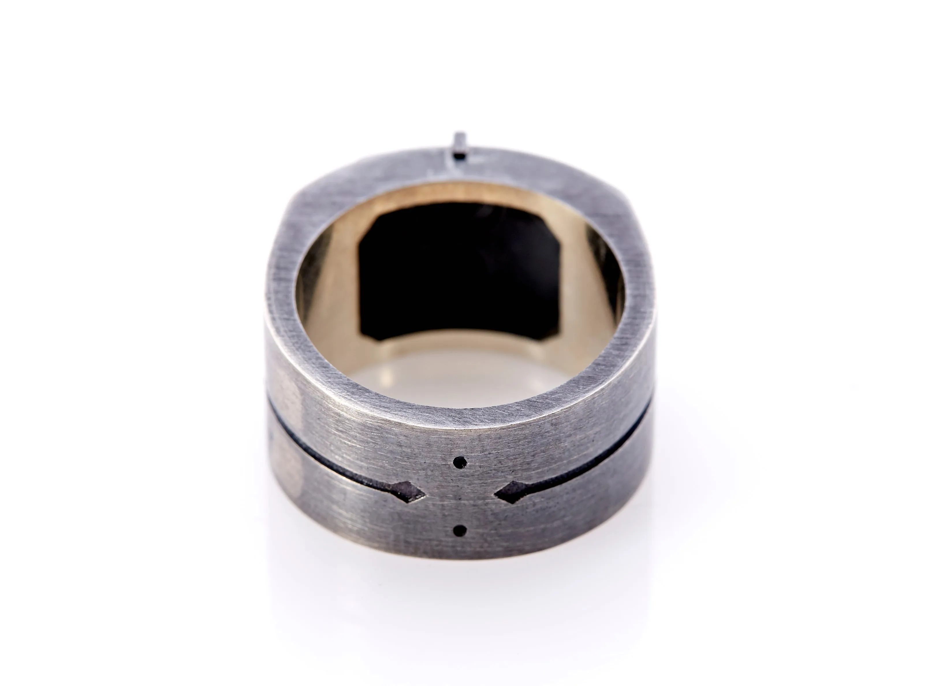 Oxidised Sterling Silver Initial Men's Signet Ring