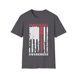 Parkinson's Awareness American Flag T-Shirts, Parkinson's Disease Awareness ,Parkinson's Awareness Gift Warrior, Parkinson's Silver Ribbon