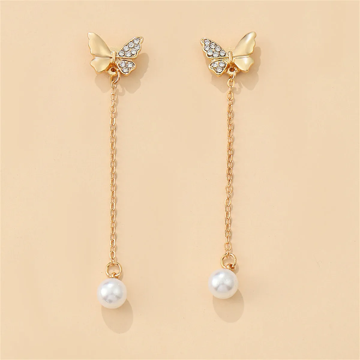 Pearl & Cubic Zirconia 18K Gold-Plated Butterfly Ear Jackets