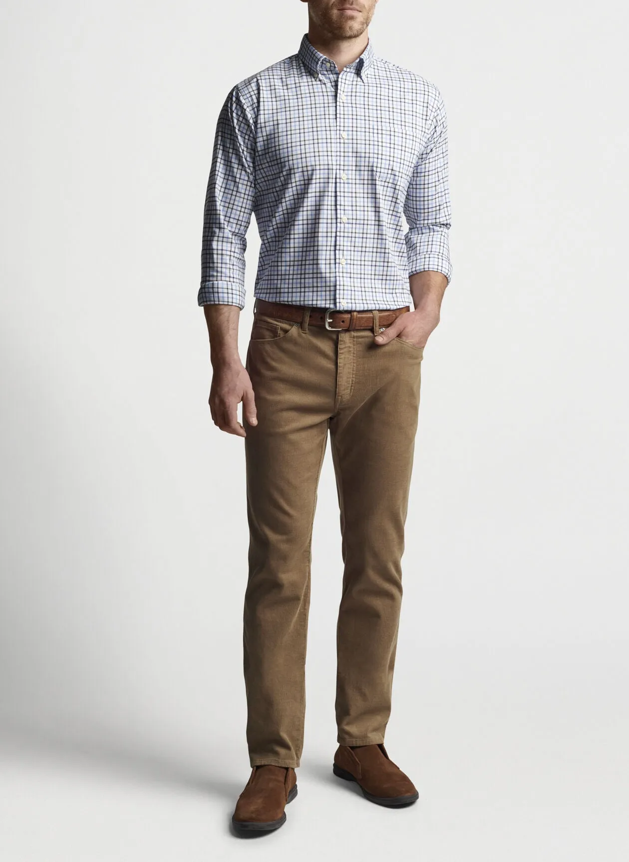 PETER MILLAR RYTON CROWN LITE COTTON BLEND SPORT SHIRT - OLIVE BRANCH