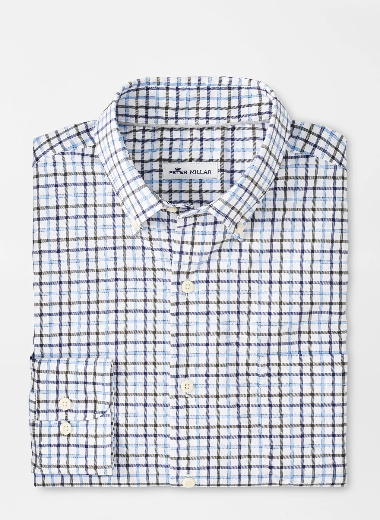 PETER MILLAR RYTON CROWN LITE COTTON BLEND SPORT SHIRT - OLIVE BRANCH
