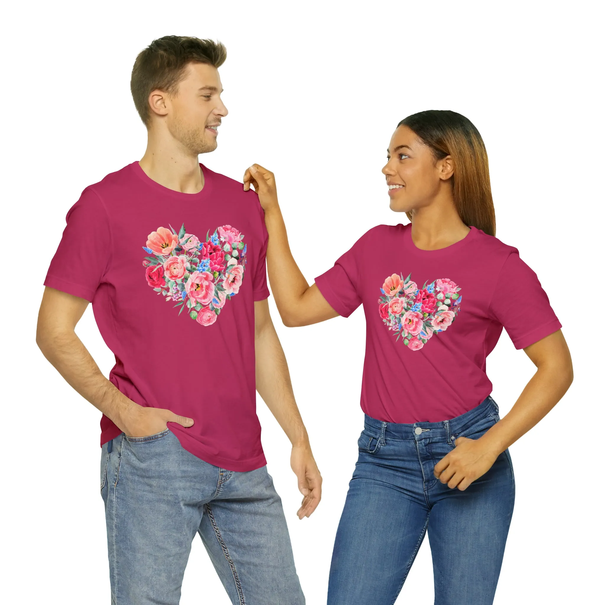 Pink and Rose Heart T-Shirt | Wonderful Mom Tee |  Bella Canvas 3001 Unisex |  Mama Short Sleeve Tshirt