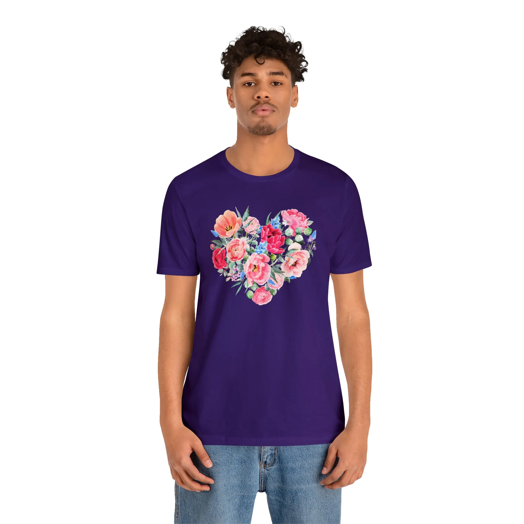 Pink and Rose Heart T-Shirt | Wonderful Mom Tee |  Bella Canvas 3001 Unisex |  Mama Short Sleeve Tshirt