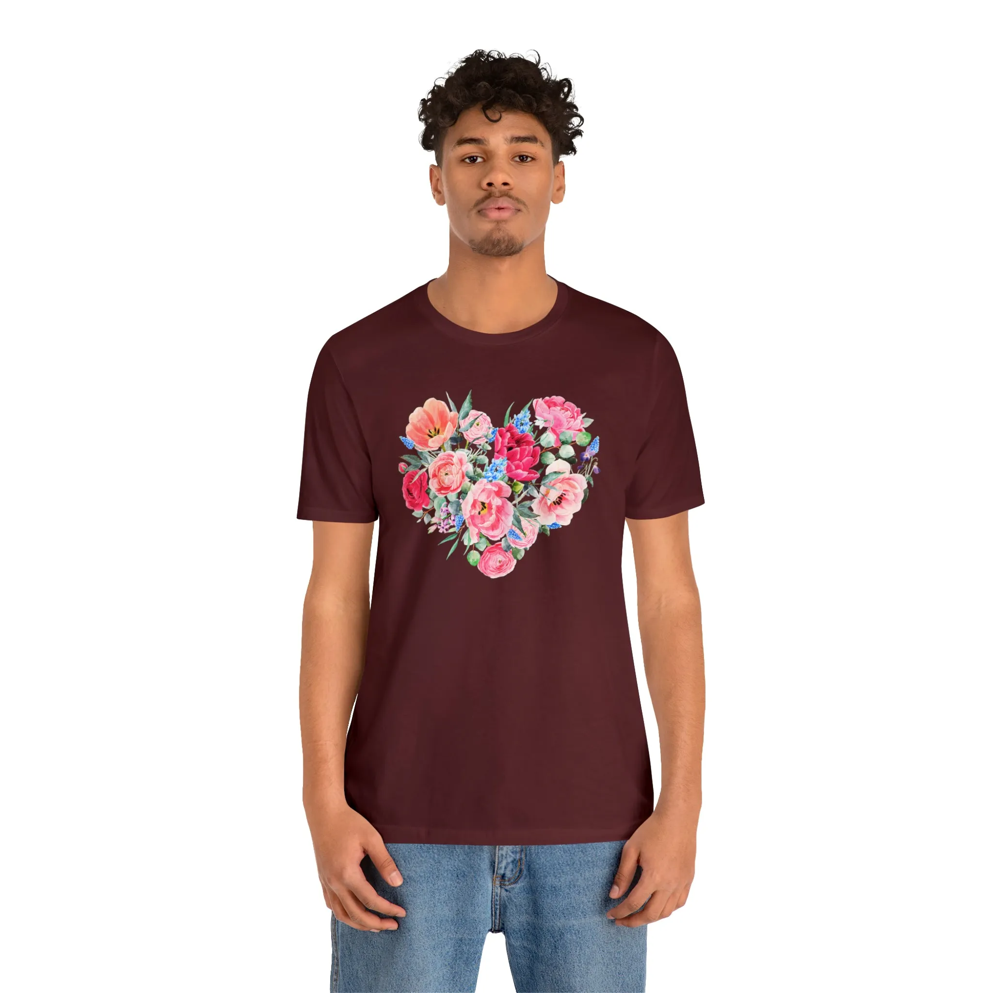 Pink and Rose Heart T-Shirt | Wonderful Mom Tee |  Bella Canvas 3001 Unisex |  Mama Short Sleeve Tshirt