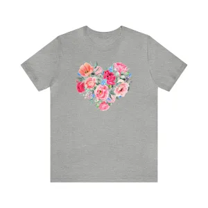 Pink and Rose Heart T-Shirt | Wonderful Mom Tee |  Bella Canvas 3001 Unisex |  Mama Short Sleeve Tshirt