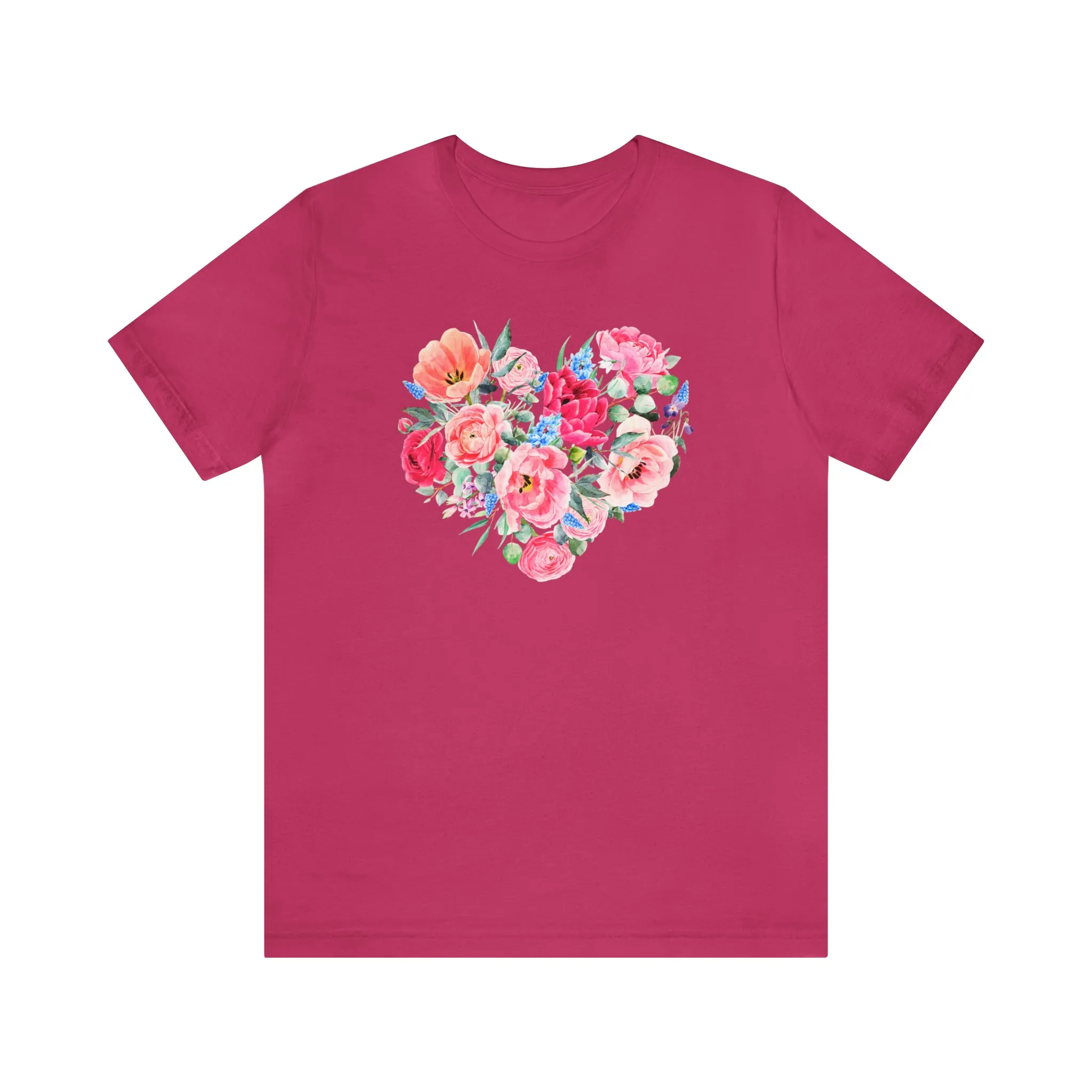 Pink and Rose Heart T-Shirt | Wonderful Mom Tee |  Bella Canvas 3001 Unisex |  Mama Short Sleeve Tshirt