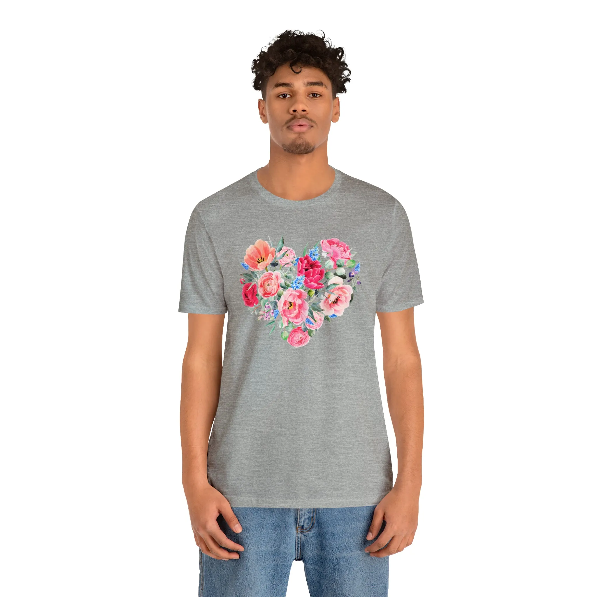 Pink and Rose Heart T-Shirt | Wonderful Mom Tee |  Bella Canvas 3001 Unisex |  Mama Short Sleeve Tshirt
