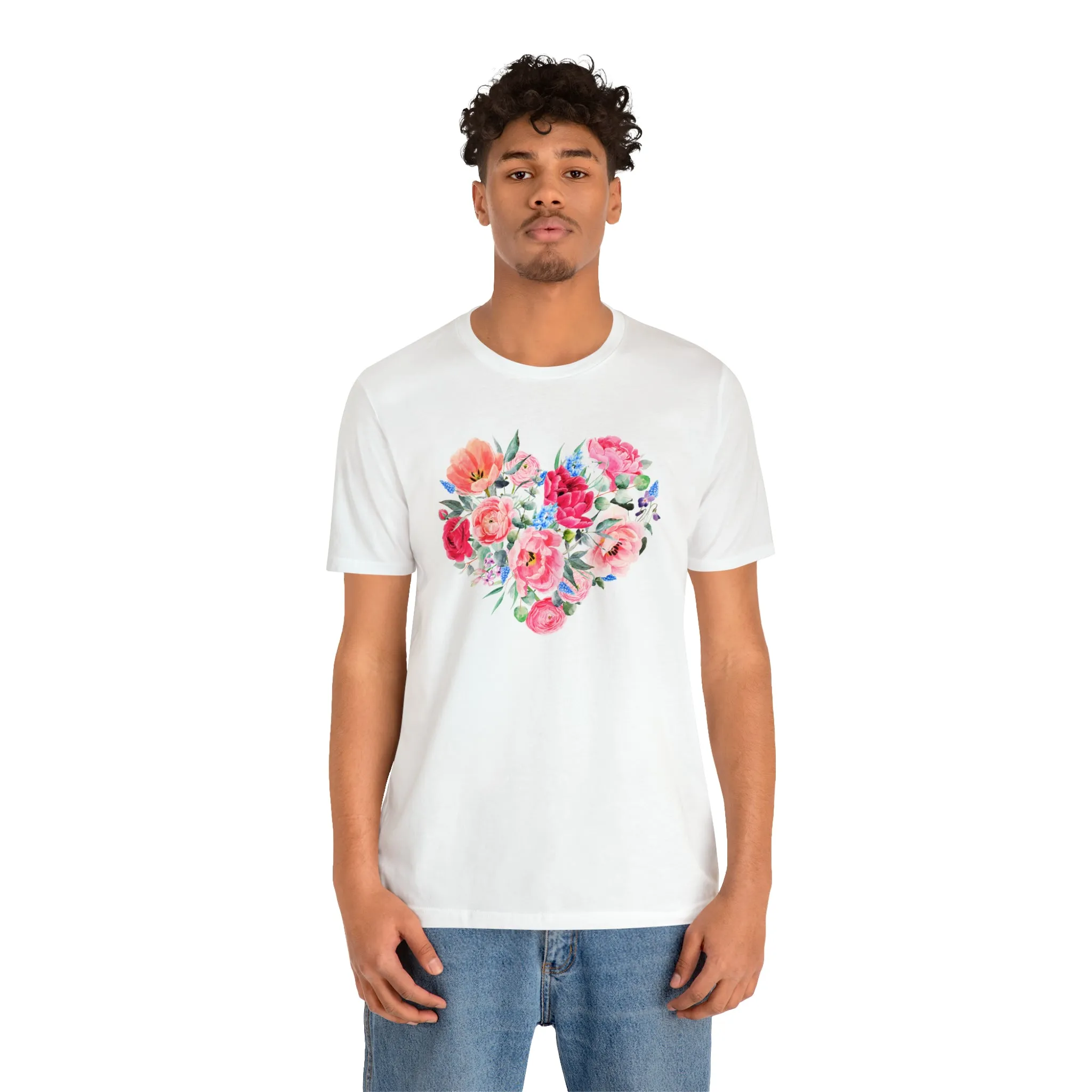 Pink and Rose Heart T-Shirt | Wonderful Mom Tee |  Bella Canvas 3001 Unisex |  Mama Short Sleeve Tshirt