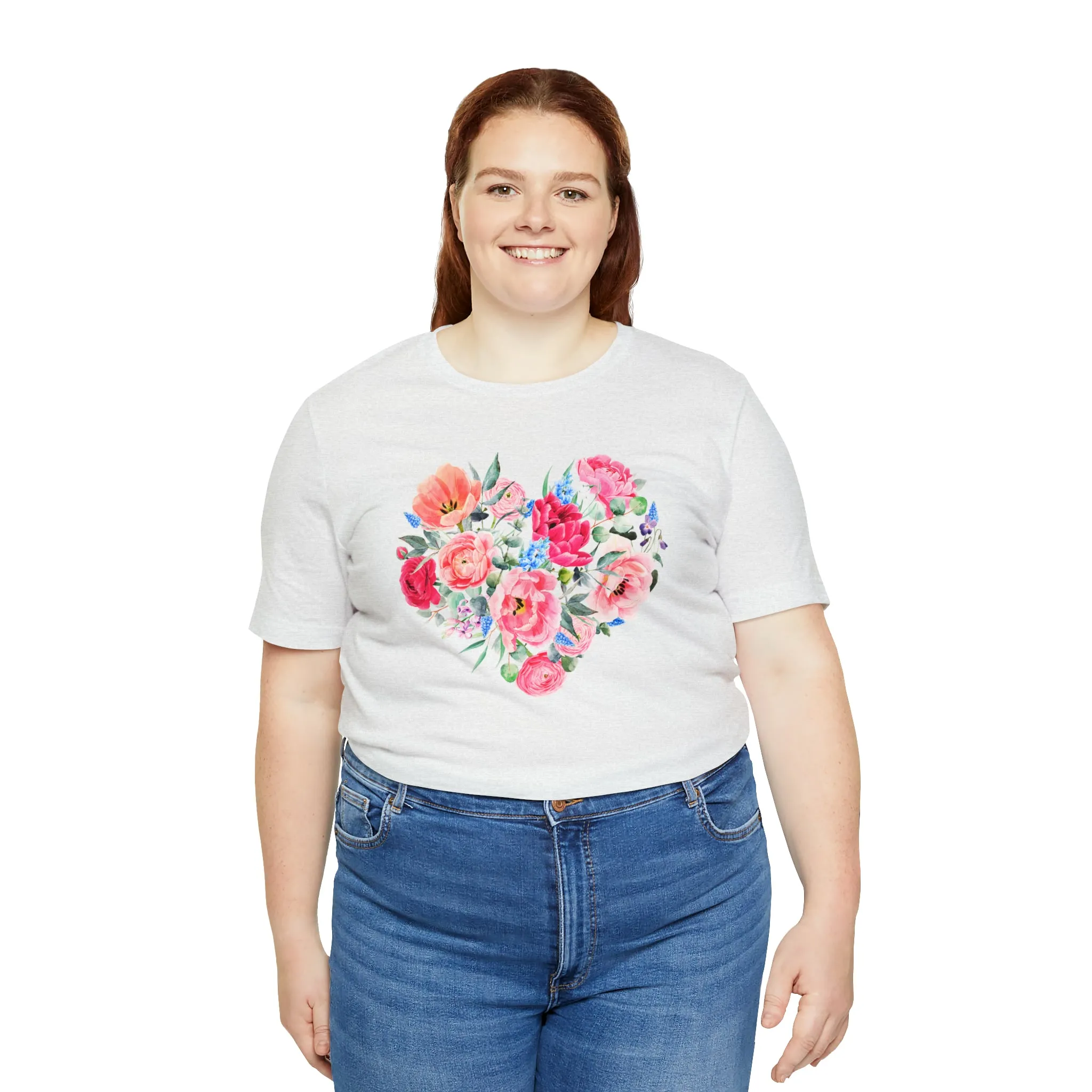 Pink and Rose Heart T-Shirt | Wonderful Mom Tee |  Bella Canvas 3001 Unisex |  Mama Short Sleeve Tshirt