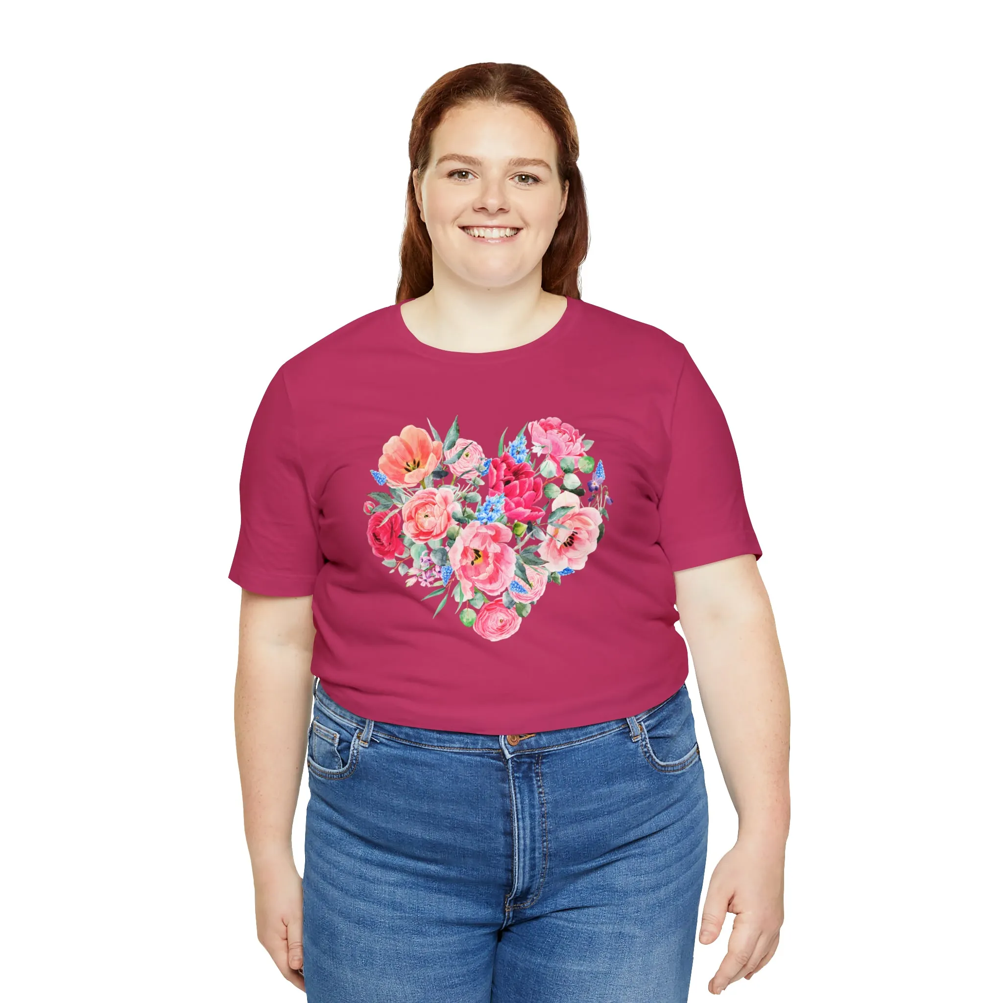 Pink and Rose Heart T-Shirt | Wonderful Mom Tee |  Bella Canvas 3001 Unisex |  Mama Short Sleeve Tshirt