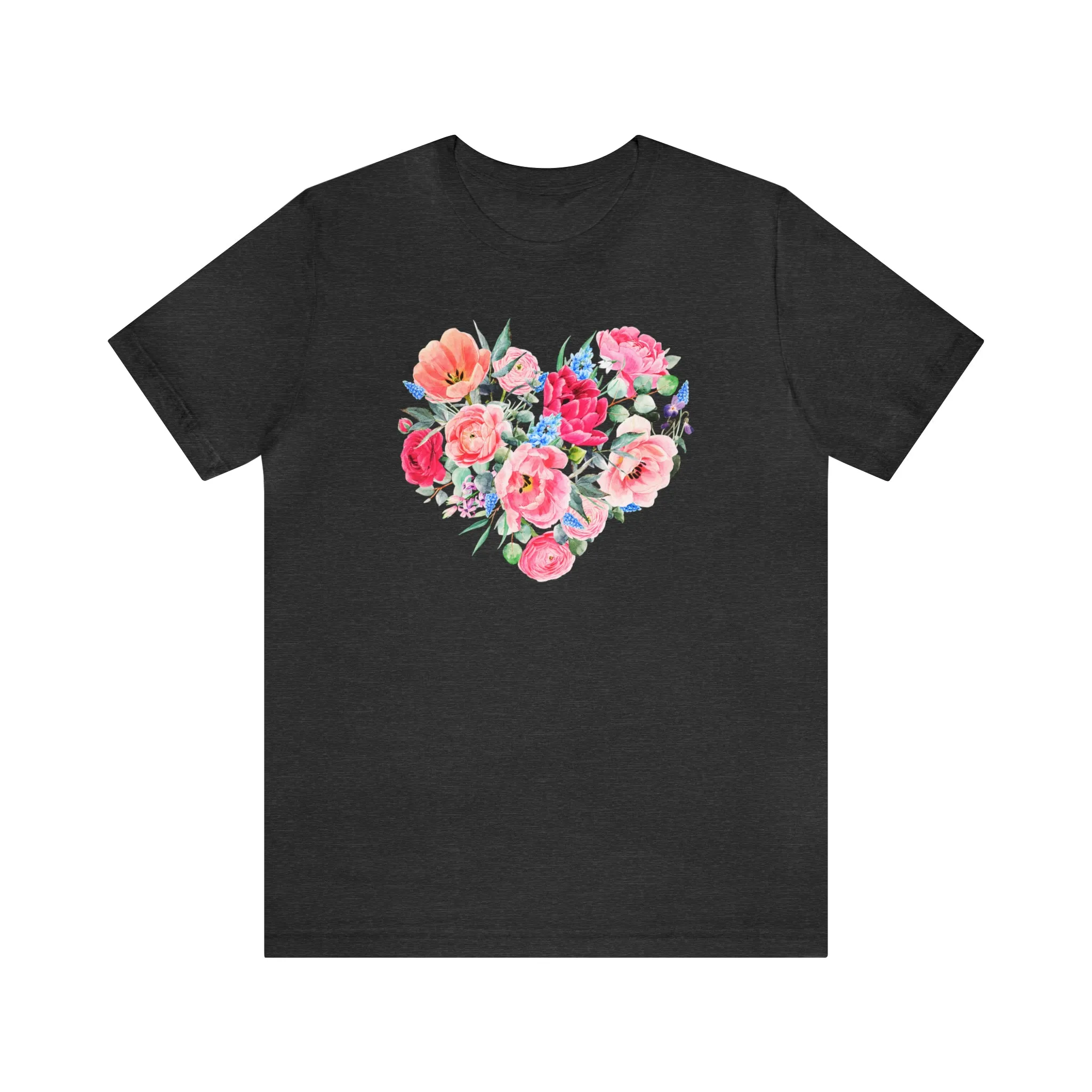 Pink and Rose Heart T-Shirt | Wonderful Mom Tee |  Bella Canvas 3001 Unisex |  Mama Short Sleeve Tshirt