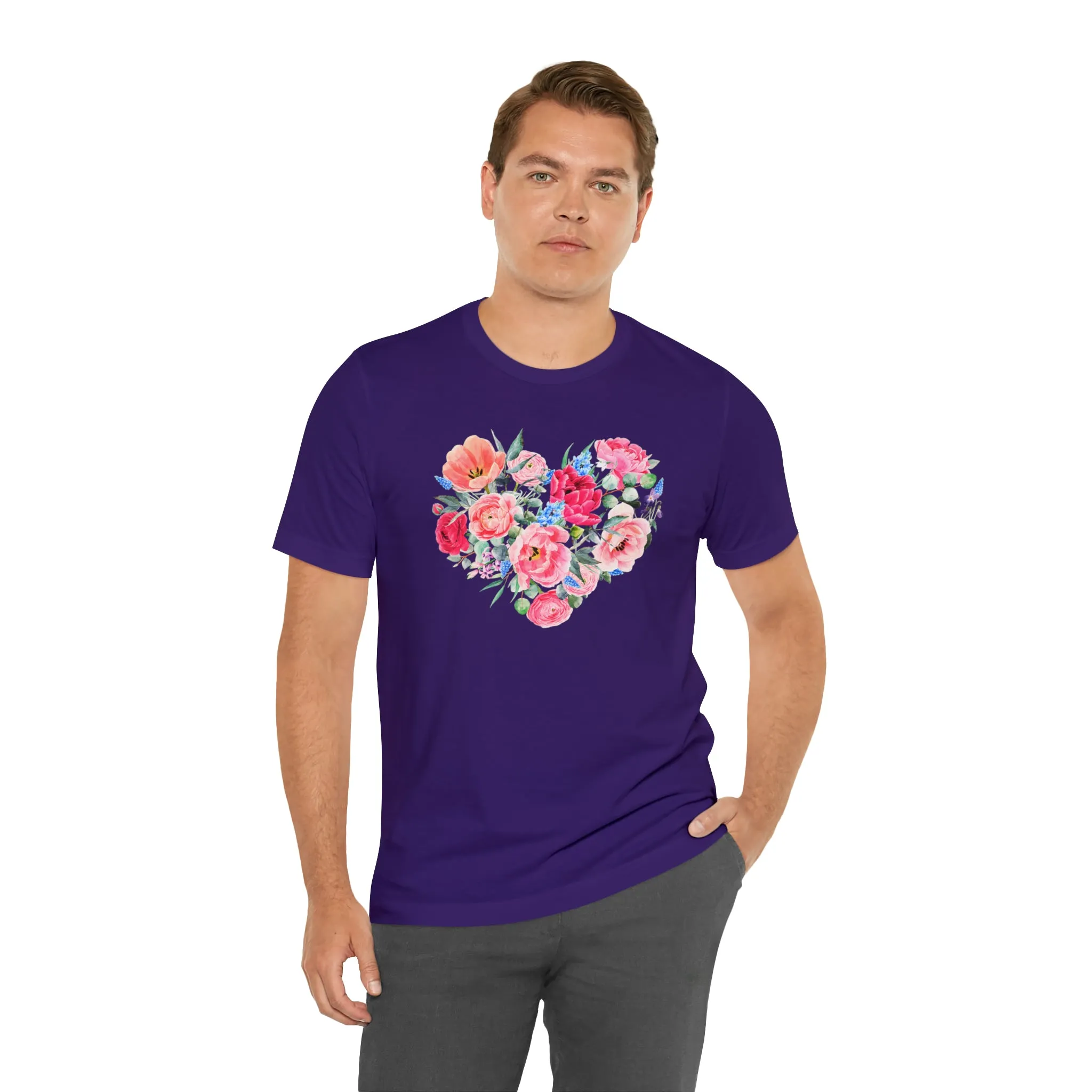 Pink and Rose Heart T-Shirt | Wonderful Mom Tee |  Bella Canvas 3001 Unisex |  Mama Short Sleeve Tshirt