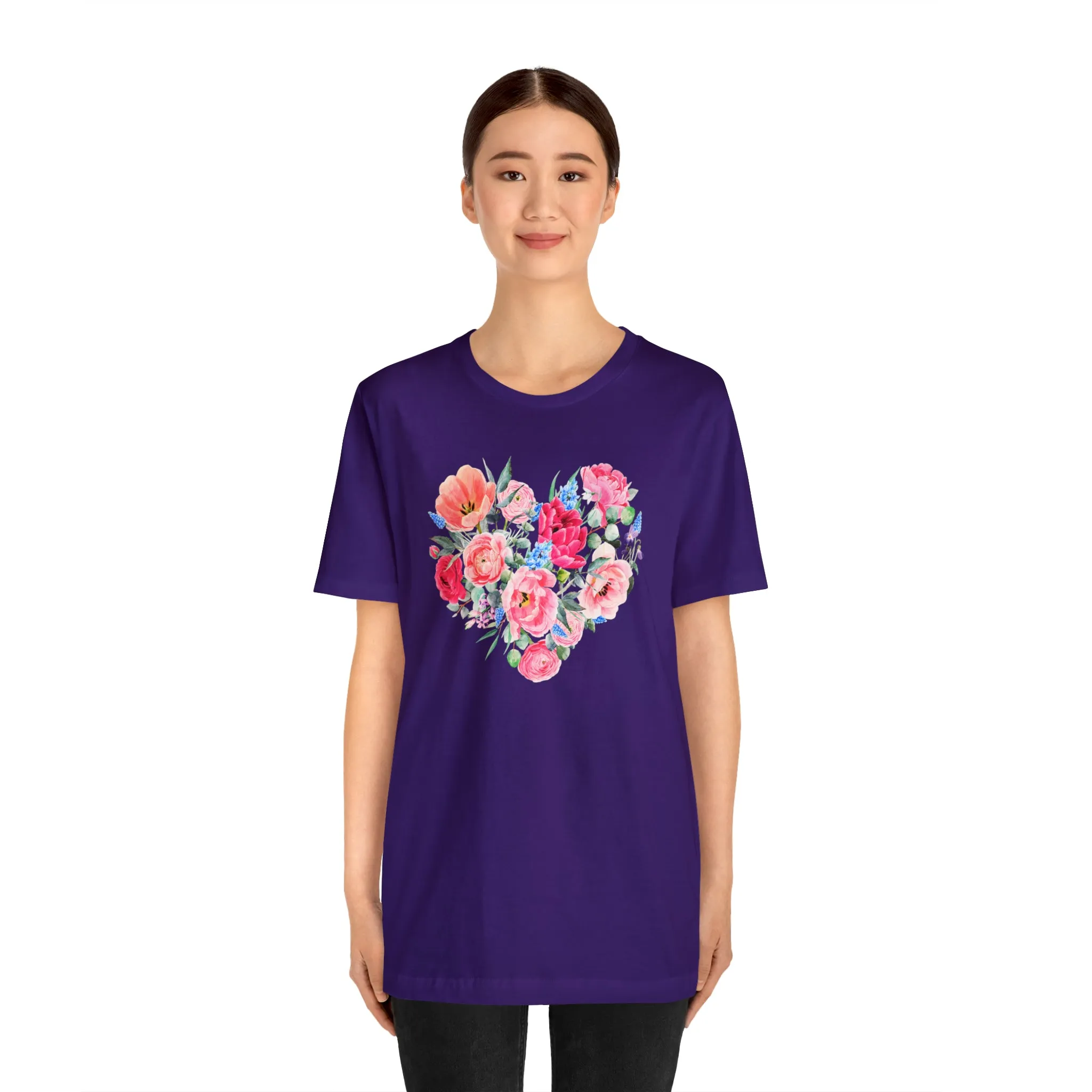 Pink and Rose Heart T-Shirt | Wonderful Mom Tee |  Bella Canvas 3001 Unisex |  Mama Short Sleeve Tshirt