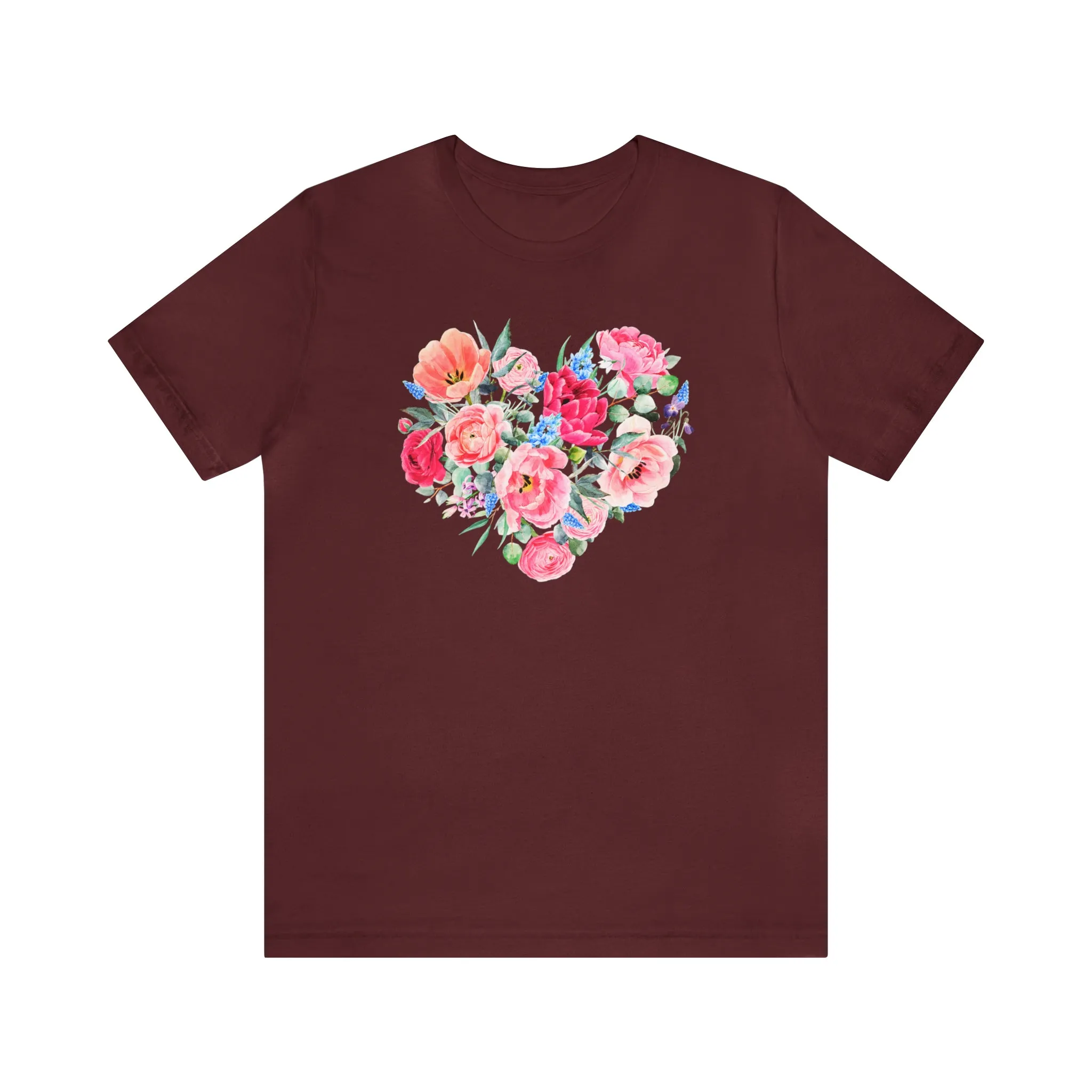 Pink and Rose Heart T-Shirt | Wonderful Mom Tee |  Bella Canvas 3001 Unisex |  Mama Short Sleeve Tshirt