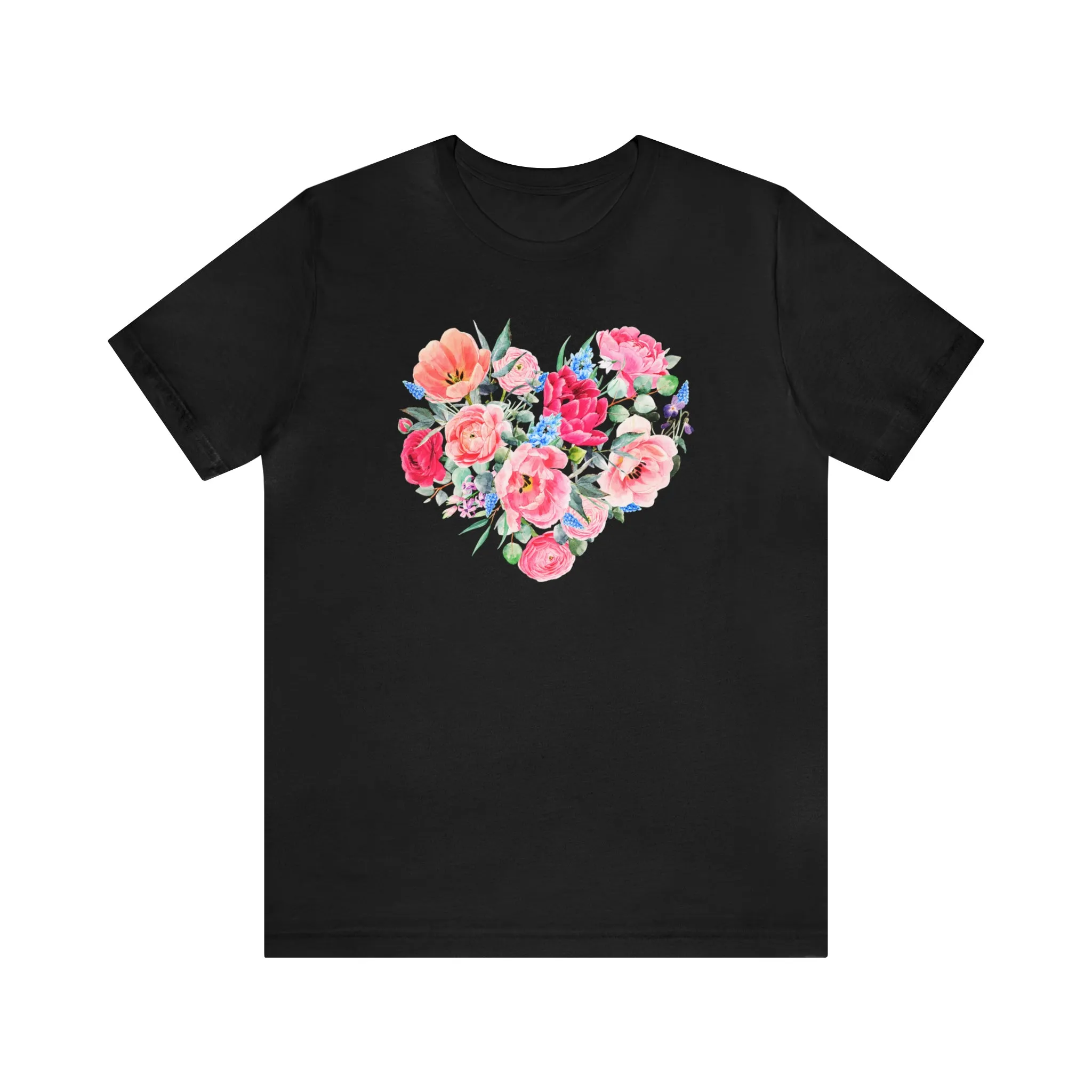 Pink and Rose Heart T-Shirt | Wonderful Mom Tee |  Bella Canvas 3001 Unisex |  Mama Short Sleeve Tshirt