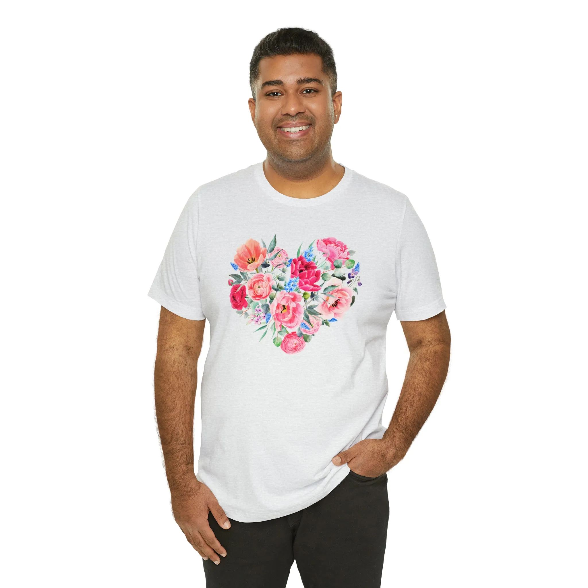 Pink and Rose Heart T-Shirt | Wonderful Mom Tee |  Bella Canvas 3001 Unisex |  Mama Short Sleeve Tshirt