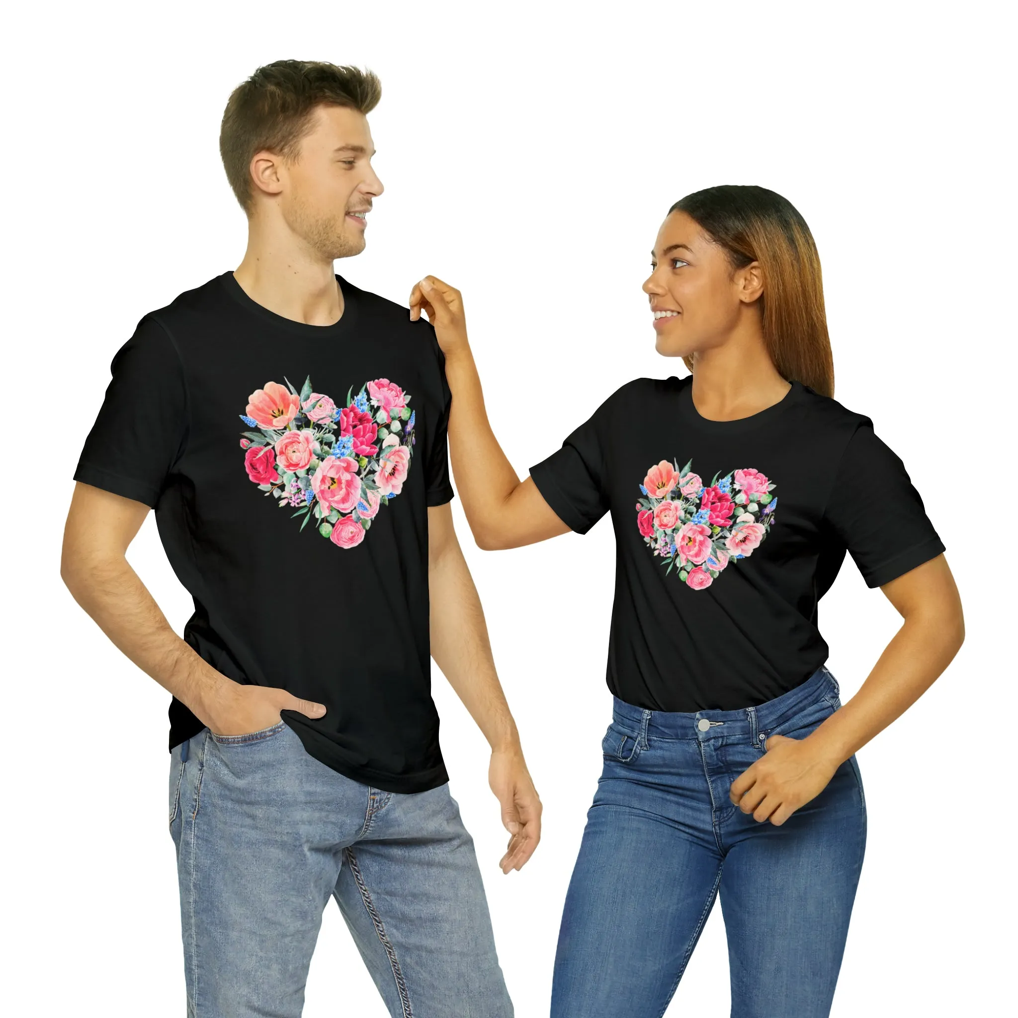 Pink and Rose Heart T-Shirt | Wonderful Mom Tee |  Bella Canvas 3001 Unisex |  Mama Short Sleeve Tshirt