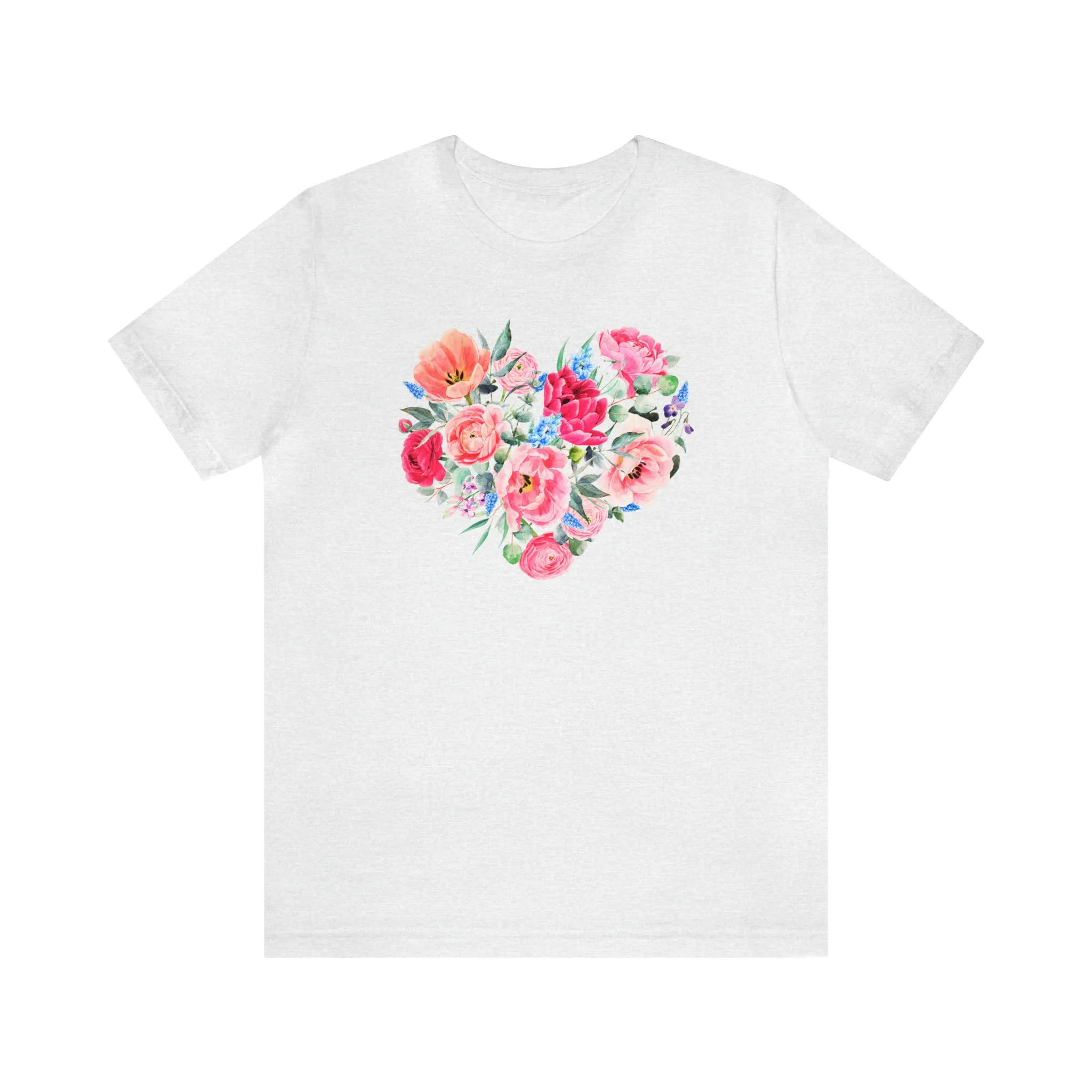 Pink and Rose Heart T-Shirt | Wonderful Mom Tee |  Bella Canvas 3001 Unisex |  Mama Short Sleeve Tshirt