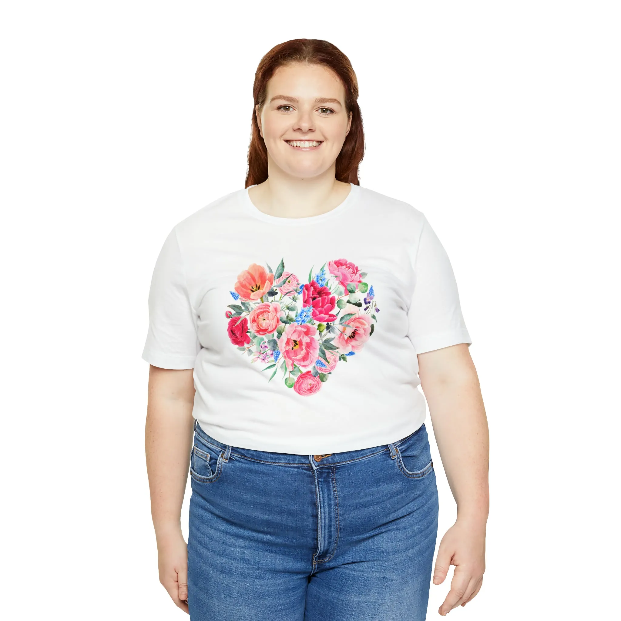 Pink and Rose Heart T-Shirt | Wonderful Mom Tee |  Bella Canvas 3001 Unisex |  Mama Short Sleeve Tshirt