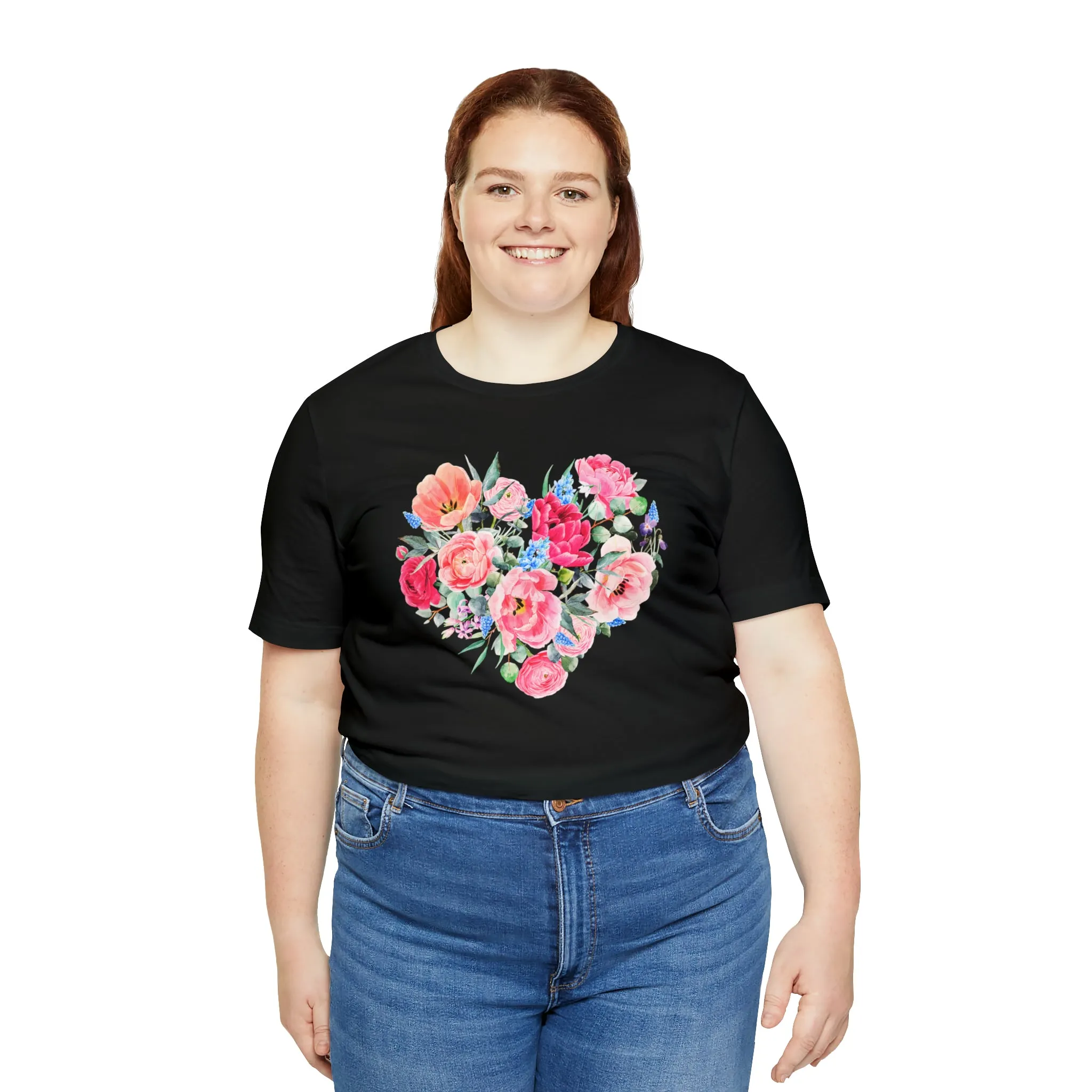 Pink and Rose Heart T-Shirt | Wonderful Mom Tee |  Bella Canvas 3001 Unisex |  Mama Short Sleeve Tshirt