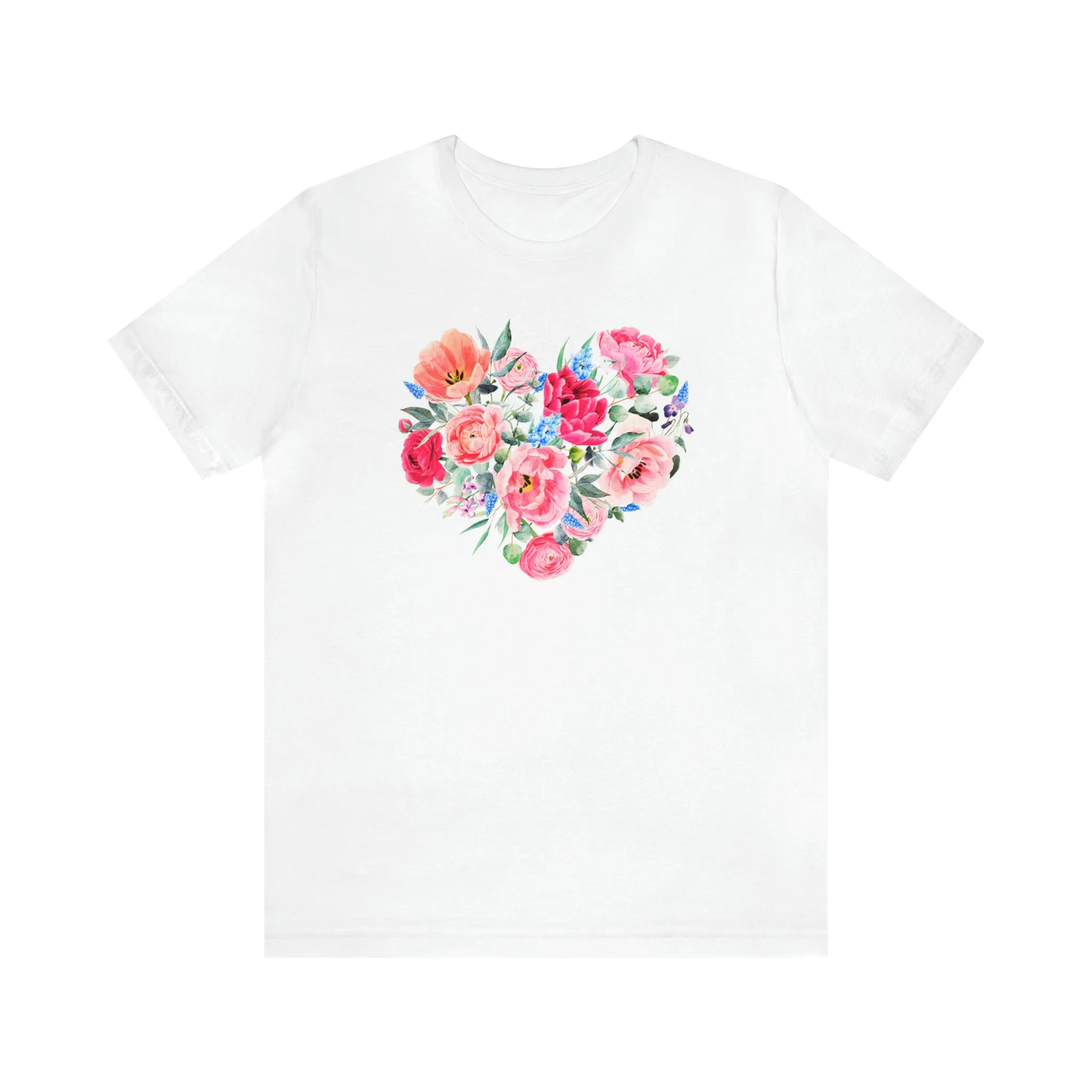 Pink and Rose Heart T-Shirt | Wonderful Mom Tee |  Bella Canvas 3001 Unisex |  Mama Short Sleeve Tshirt