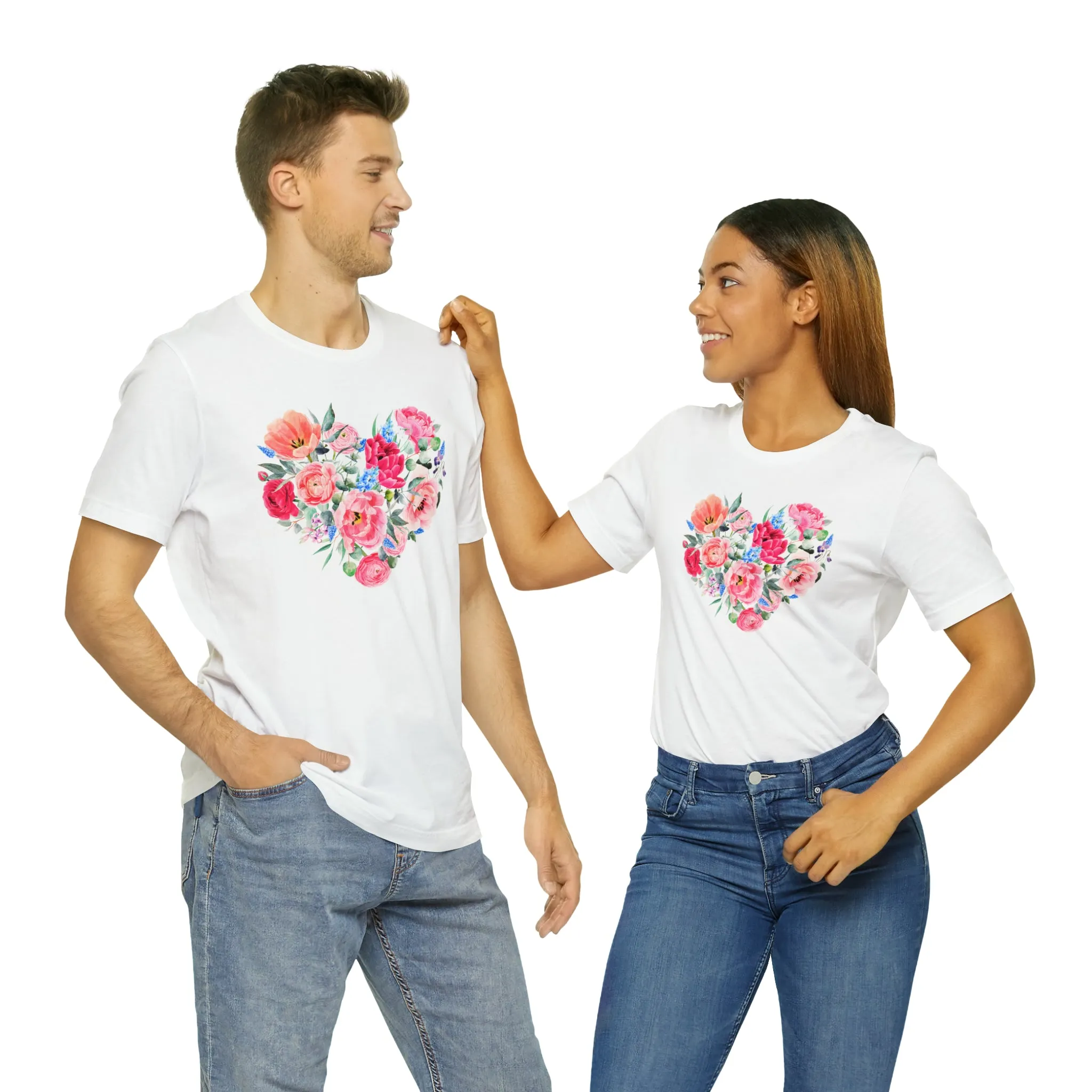 Pink and Rose Heart T-Shirt | Wonderful Mom Tee |  Bella Canvas 3001 Unisex |  Mama Short Sleeve Tshirt