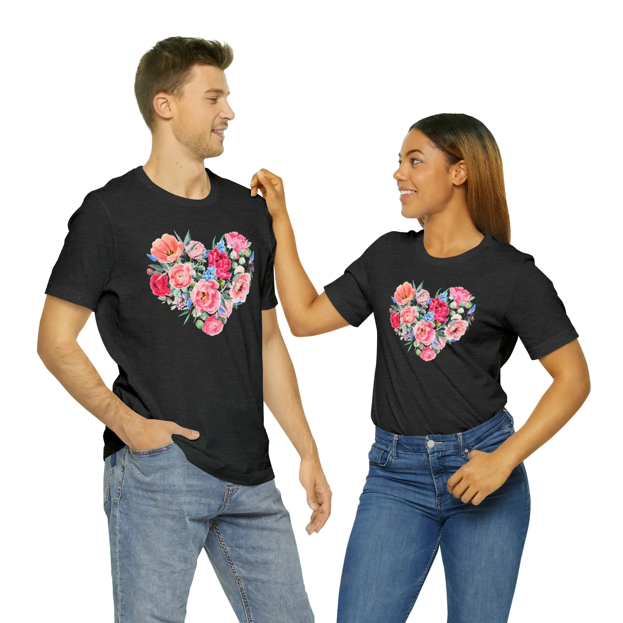 Pink and Rose Heart T-Shirt | Wonderful Mom Tee |  Bella Canvas 3001 Unisex |  Mama Short Sleeve Tshirt