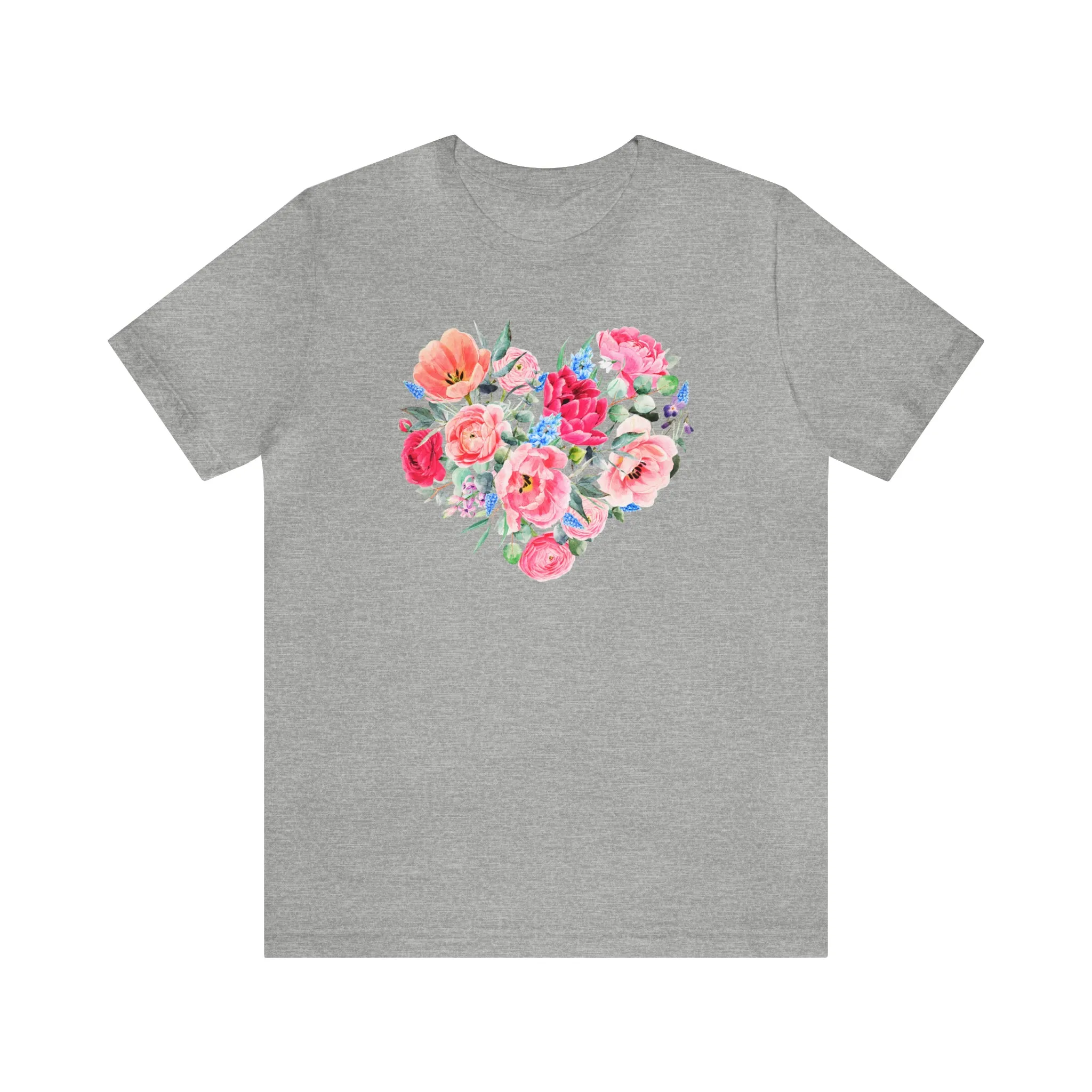 Pink and Rose Heart T-Shirt | Wonderful Mom Tee |  Bella Canvas 3001 Unisex |  Mama Short Sleeve Tshirt
