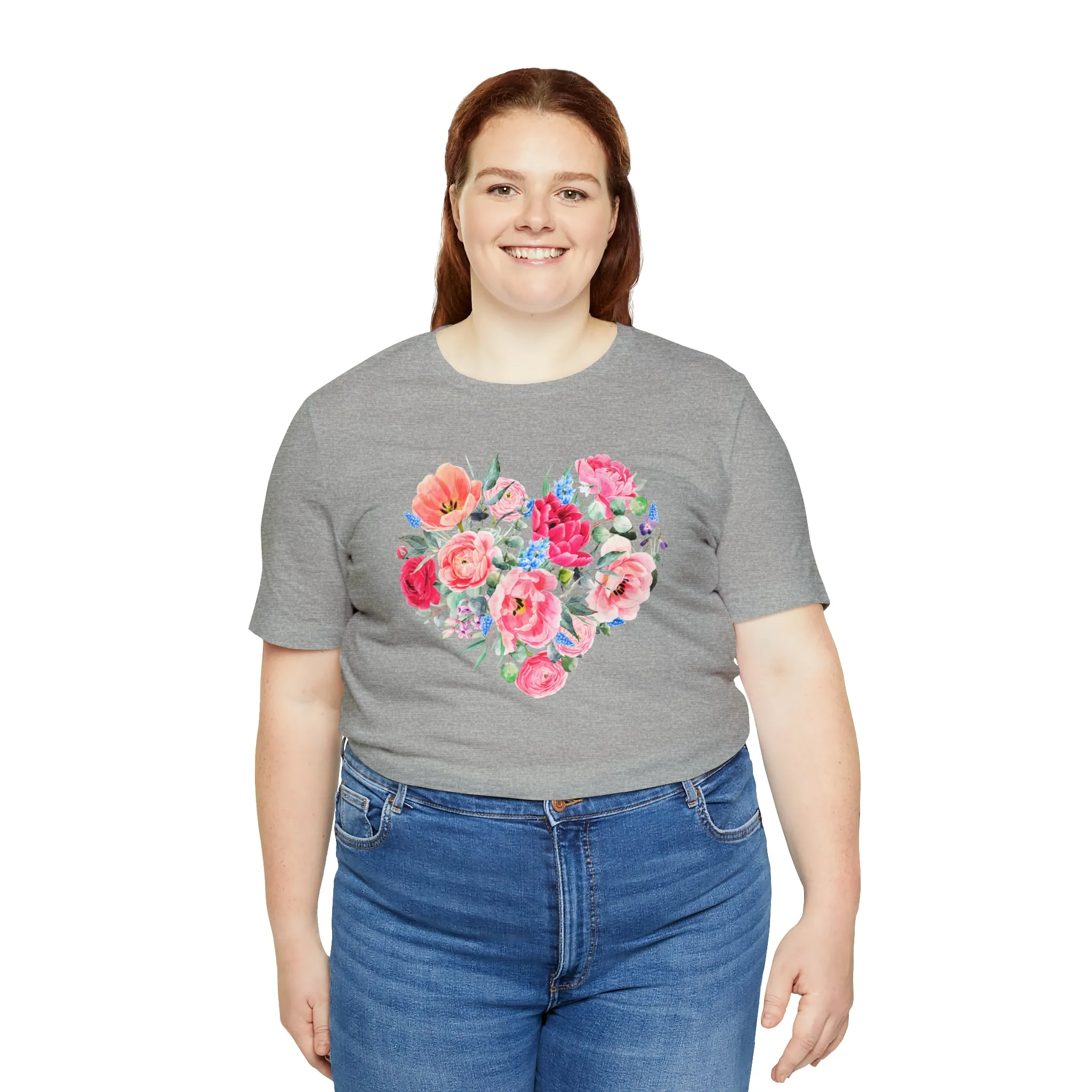 Pink and Rose Heart T-Shirt | Wonderful Mom Tee |  Bella Canvas 3001 Unisex |  Mama Short Sleeve Tshirt