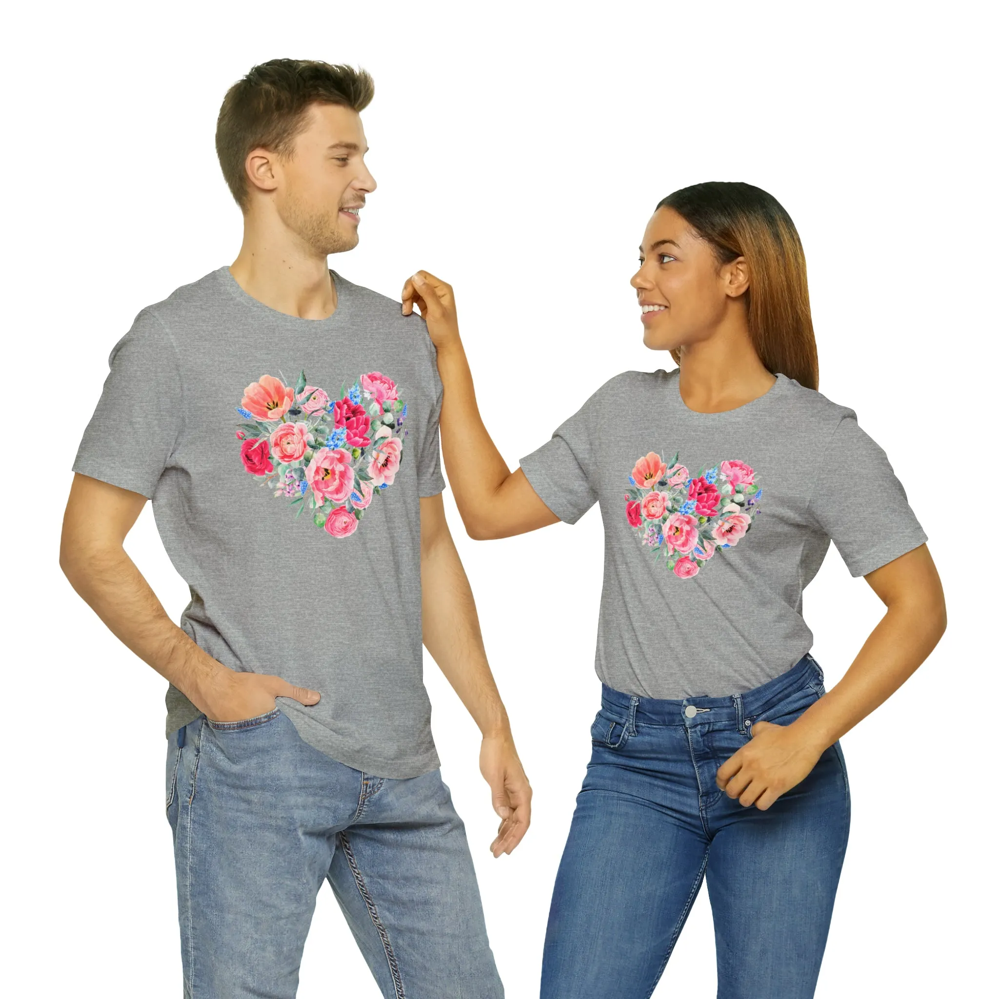 Pink and Rose Heart T-Shirt | Wonderful Mom Tee |  Bella Canvas 3001 Unisex |  Mama Short Sleeve Tshirt