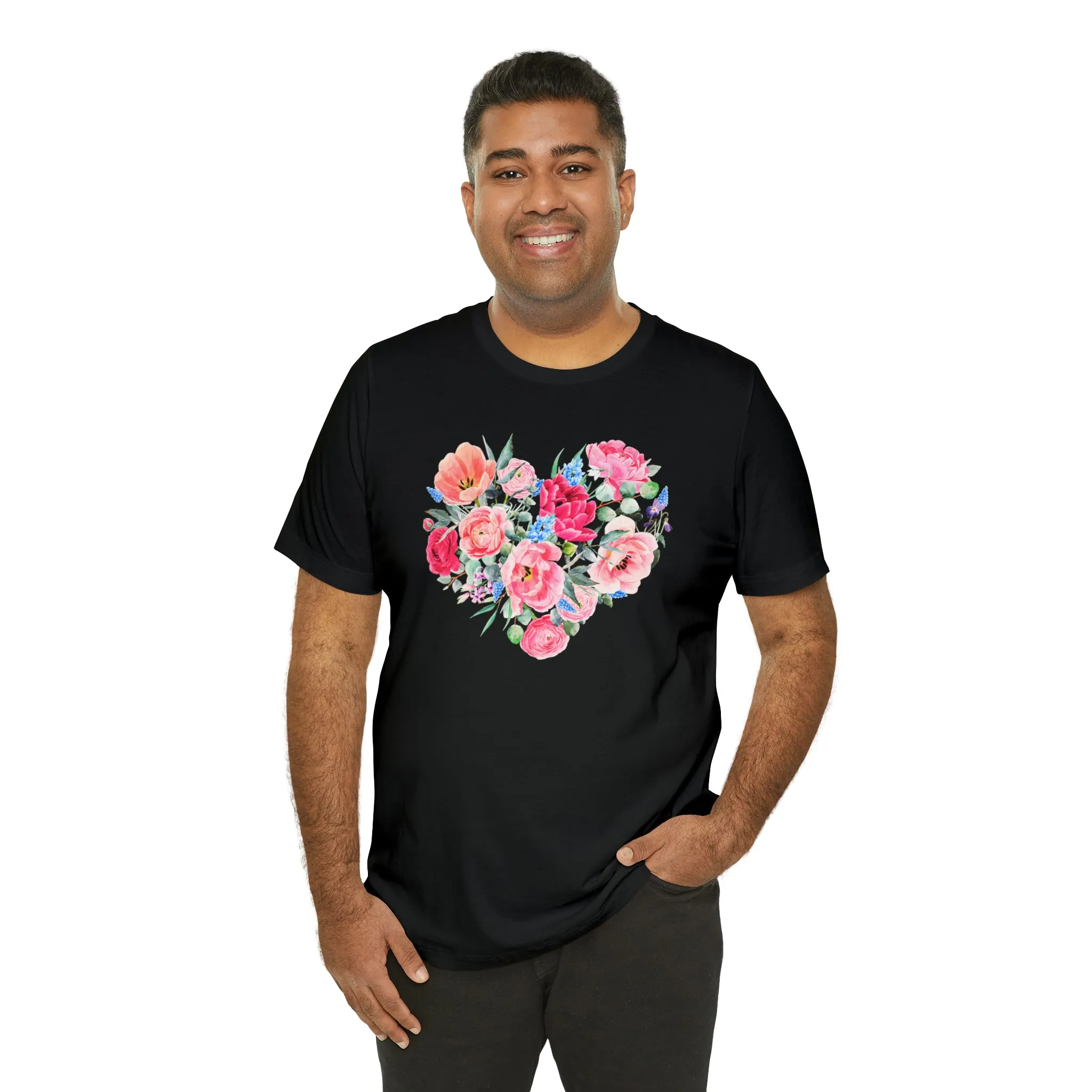 Pink and Rose Heart T-Shirt | Wonderful Mom Tee |  Bella Canvas 3001 Unisex |  Mama Short Sleeve Tshirt