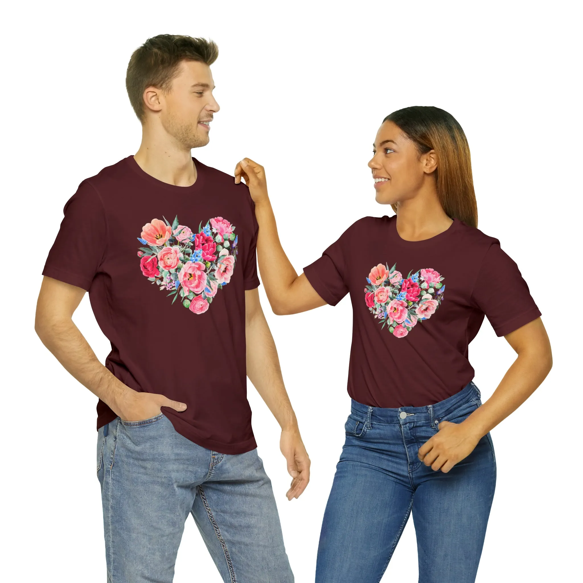 Pink and Rose Heart T-Shirt | Wonderful Mom Tee |  Bella Canvas 3001 Unisex |  Mama Short Sleeve Tshirt