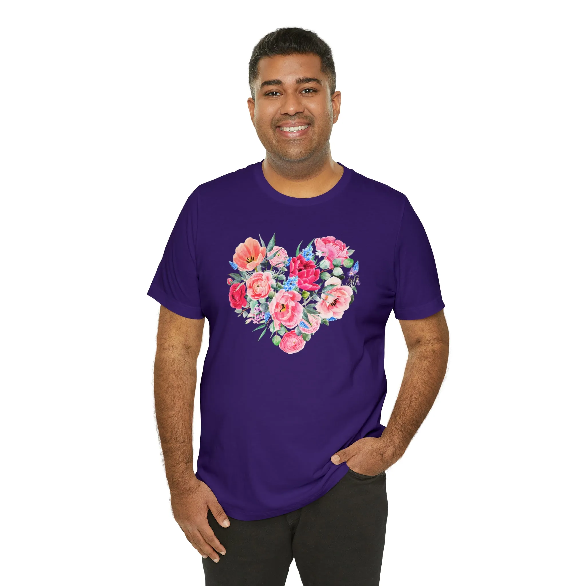 Pink and Rose Heart T-Shirt | Wonderful Mom Tee |  Bella Canvas 3001 Unisex |  Mama Short Sleeve Tshirt