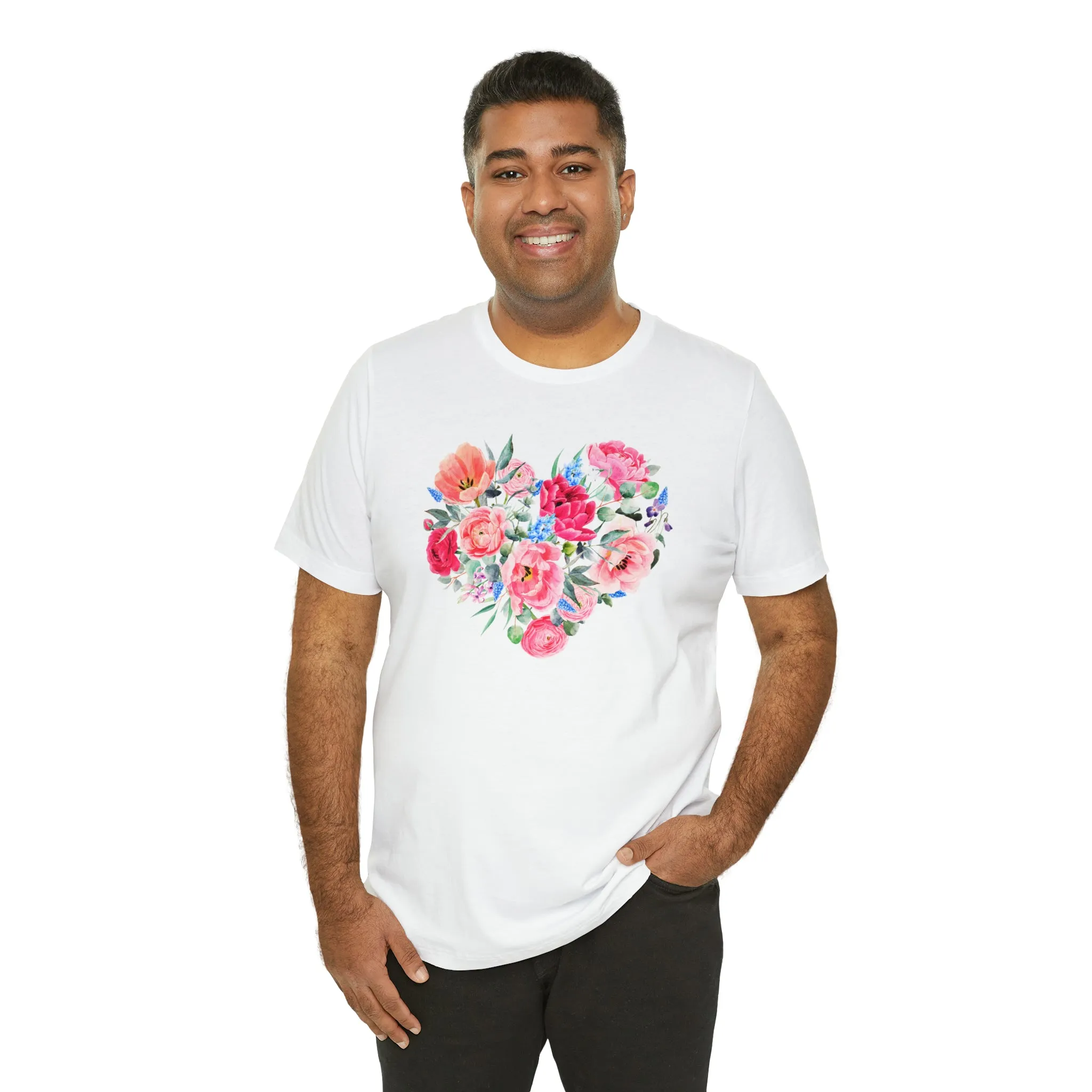 Pink and Rose Heart T-Shirt | Wonderful Mom Tee |  Bella Canvas 3001 Unisex |  Mama Short Sleeve Tshirt