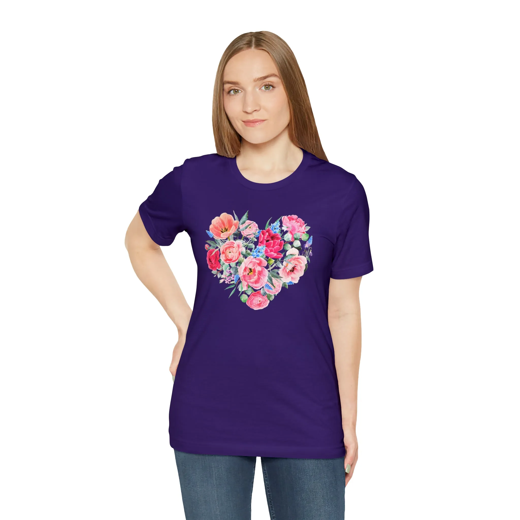 Pink and Rose Heart T-Shirt | Wonderful Mom Tee |  Bella Canvas 3001 Unisex |  Mama Short Sleeve Tshirt