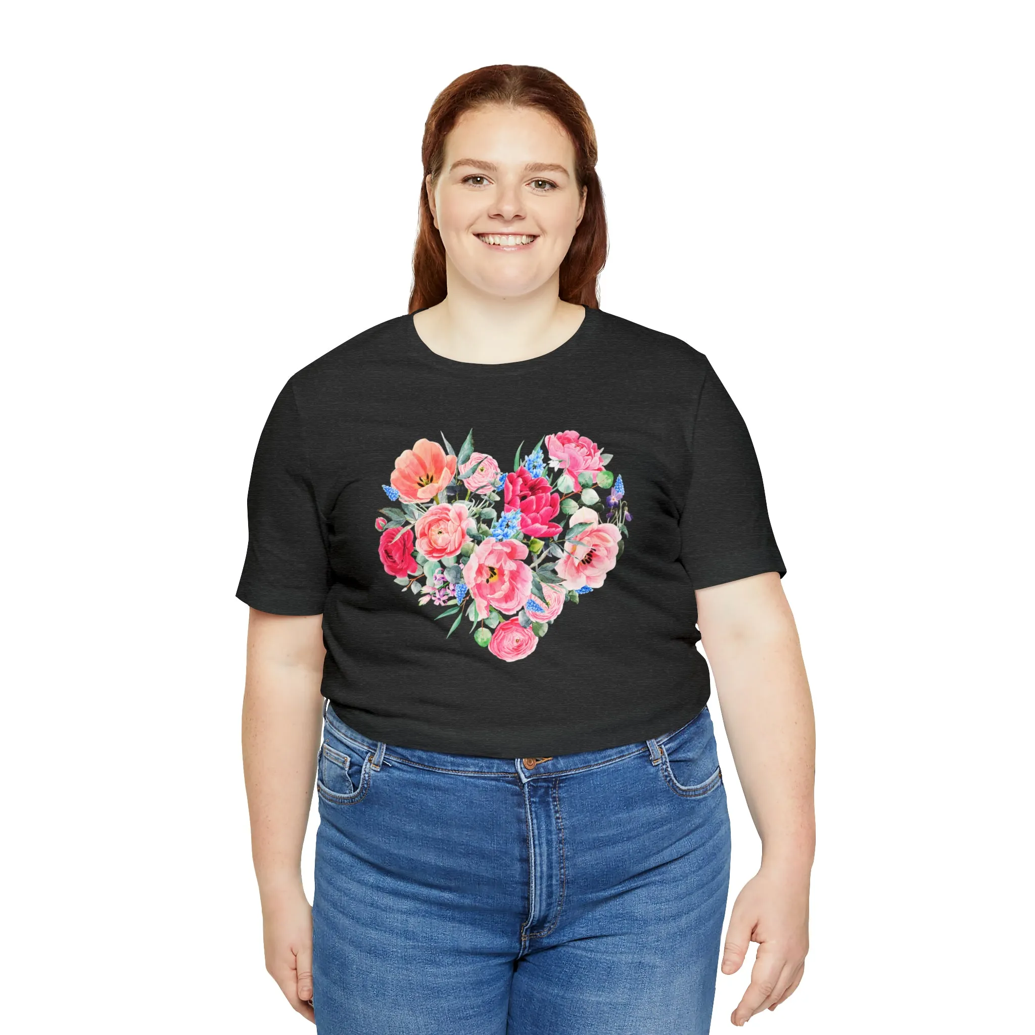 Pink and Rose Heart T-Shirt | Wonderful Mom Tee |  Bella Canvas 3001 Unisex |  Mama Short Sleeve Tshirt