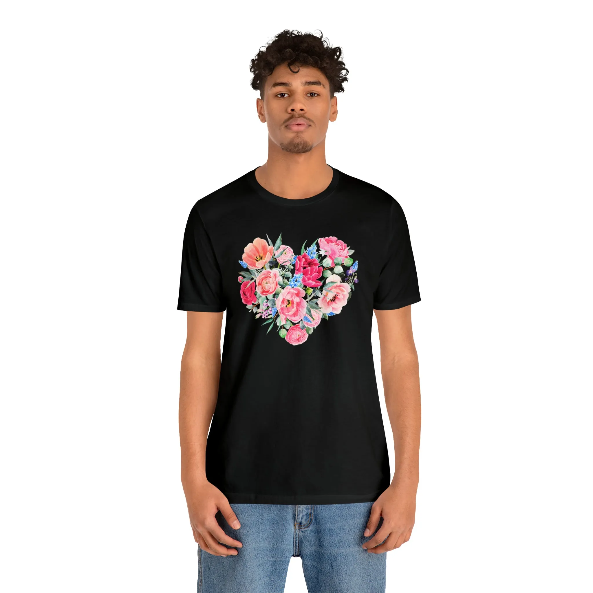 Pink and Rose Heart T-Shirt | Wonderful Mom Tee |  Bella Canvas 3001 Unisex |  Mama Short Sleeve Tshirt