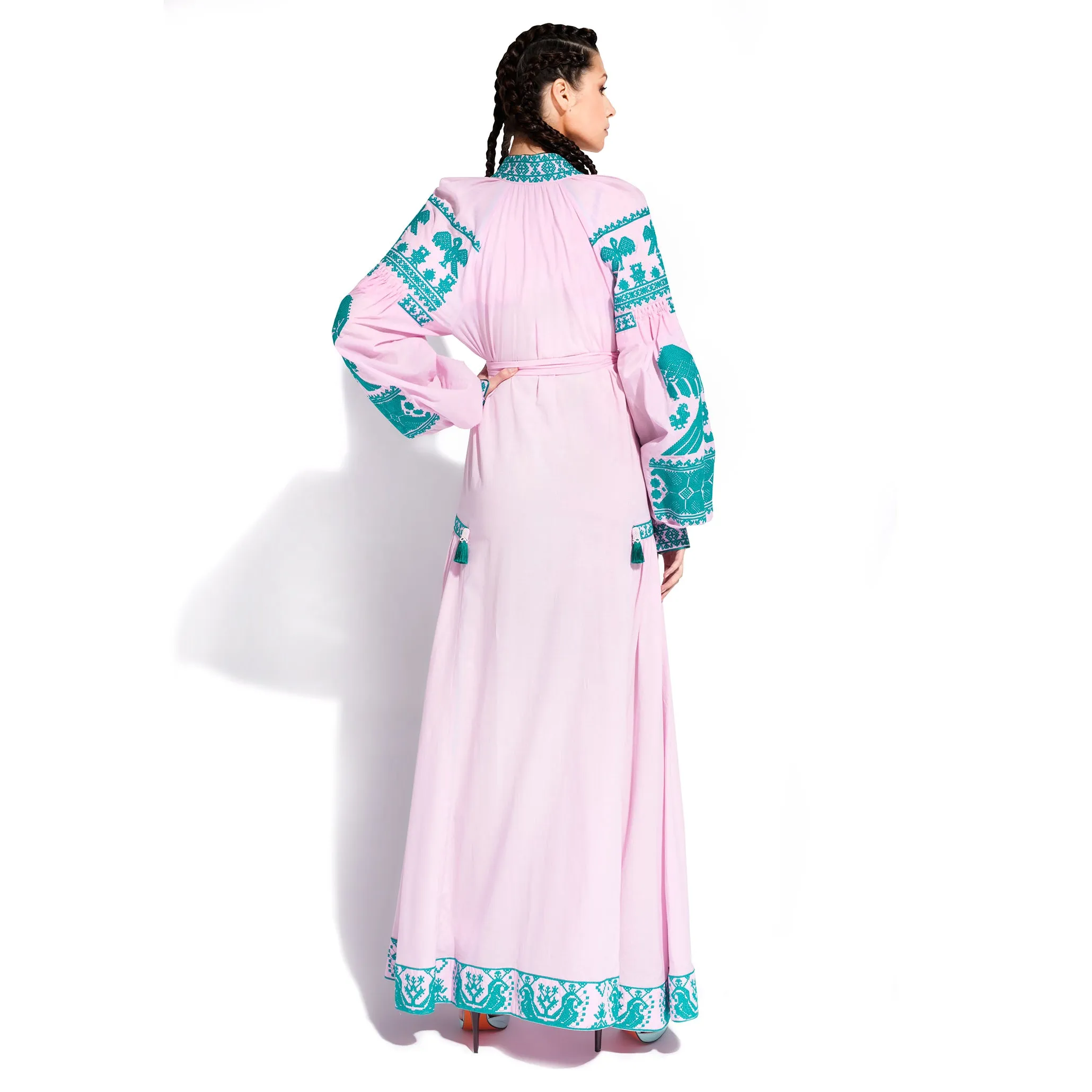 Pink embroidered dress