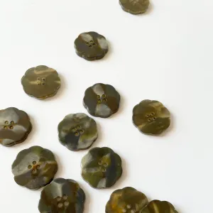 Plastic Flower Button - Camouflage
