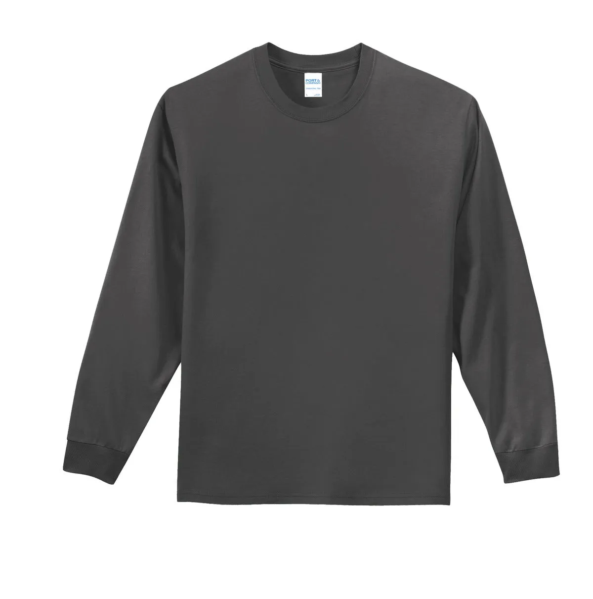 Port & Company Long Sleeve Essential Tee. PC61LS Charcoal