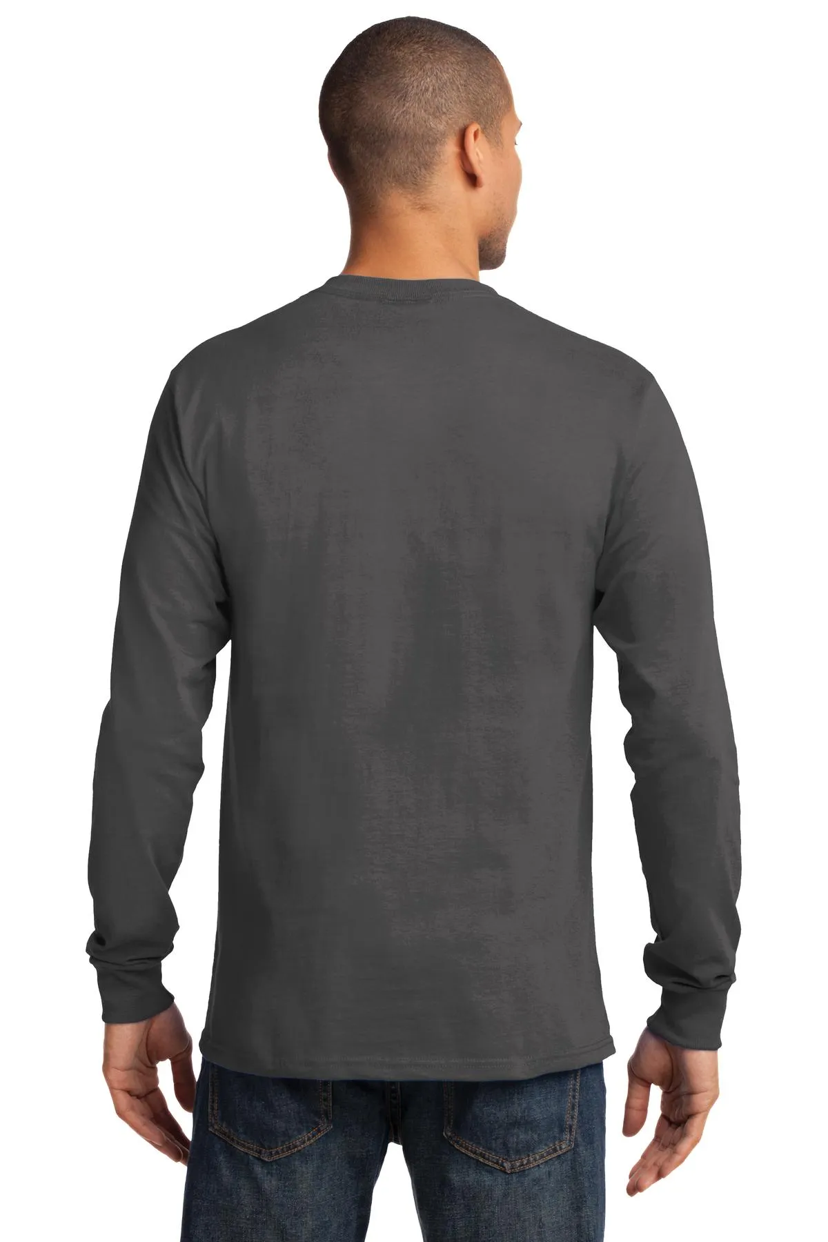 Port & Company Long Sleeve Essential Tee. PC61LS Charcoal