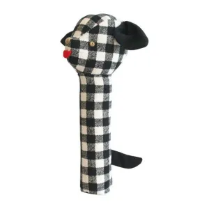 Puppy Squeaker Black Check Linen