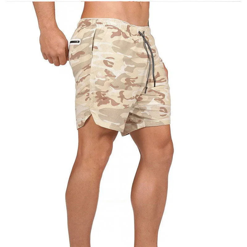 Quick Drying And Breathable Double Layer Men's Fitness Shorts (Pocket zipper）