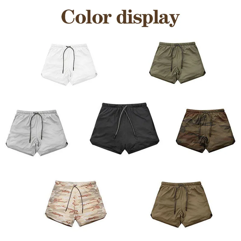 Quick Drying And Breathable Double Layer Men's Fitness Shorts (Pocket zipper）